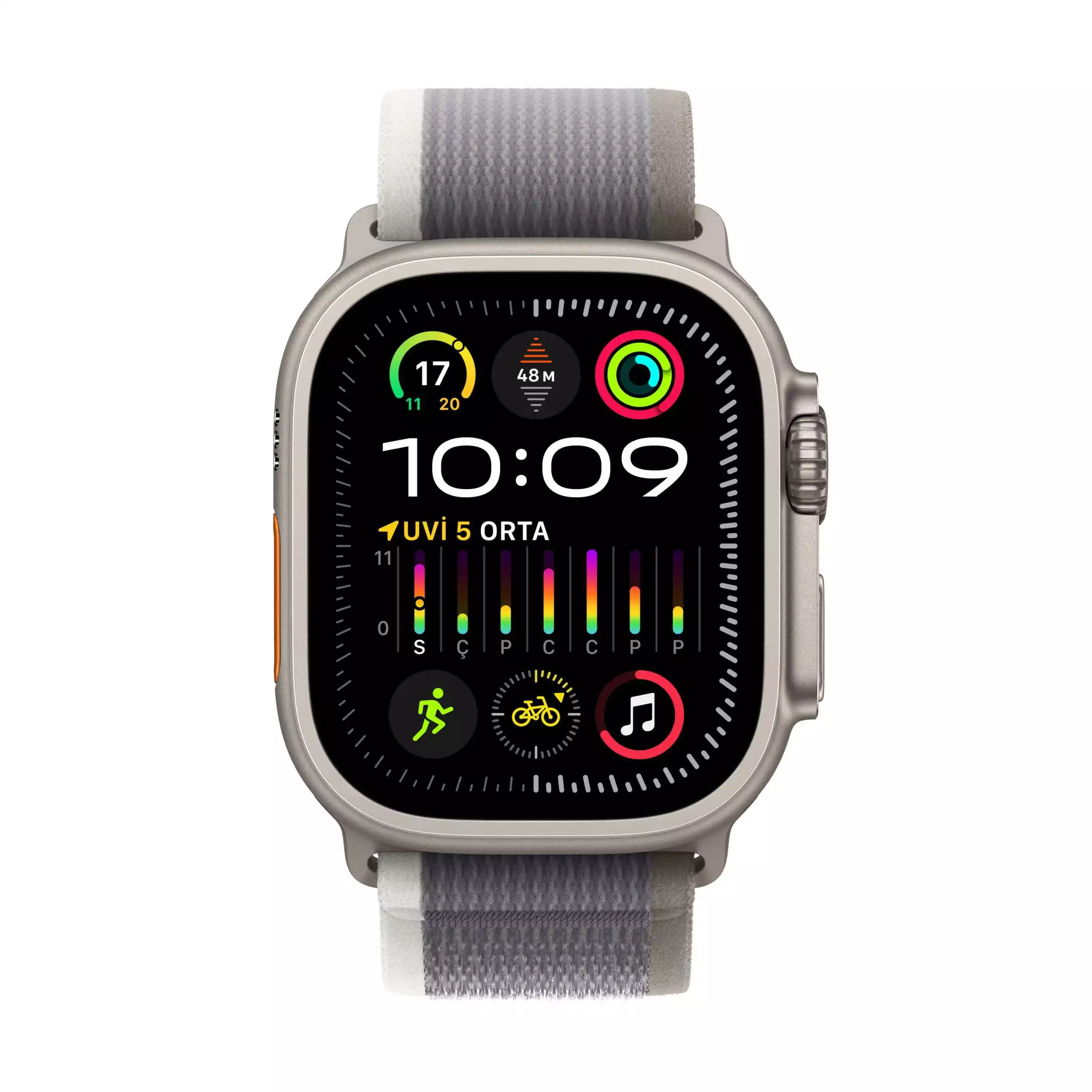 Apple Watch Ultra 2 GPS + Cellular 49mm Titanyum Kasa Yeşil/Gri Trail Loop M/L MRF43TU/A