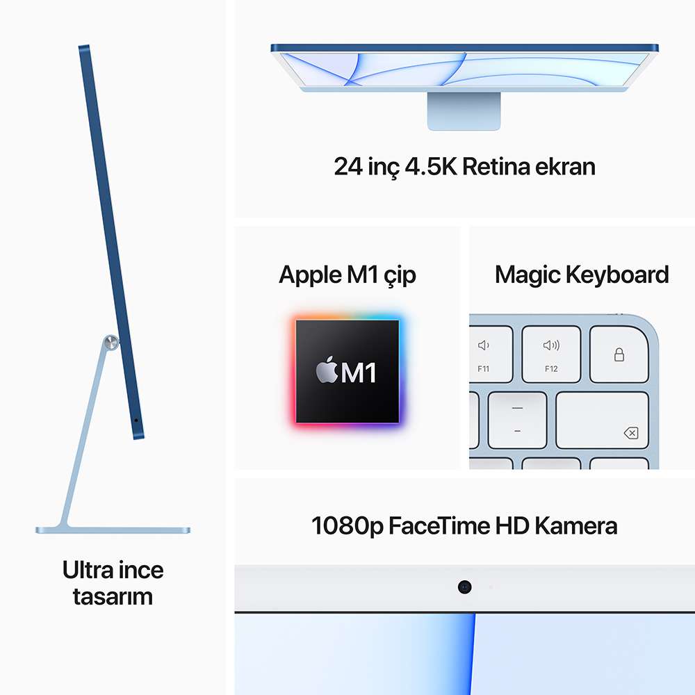 iMac 24 inc 4.5K M1 8CPU 7GPU 8GB 256GB Gümüş MGTF3TU/A