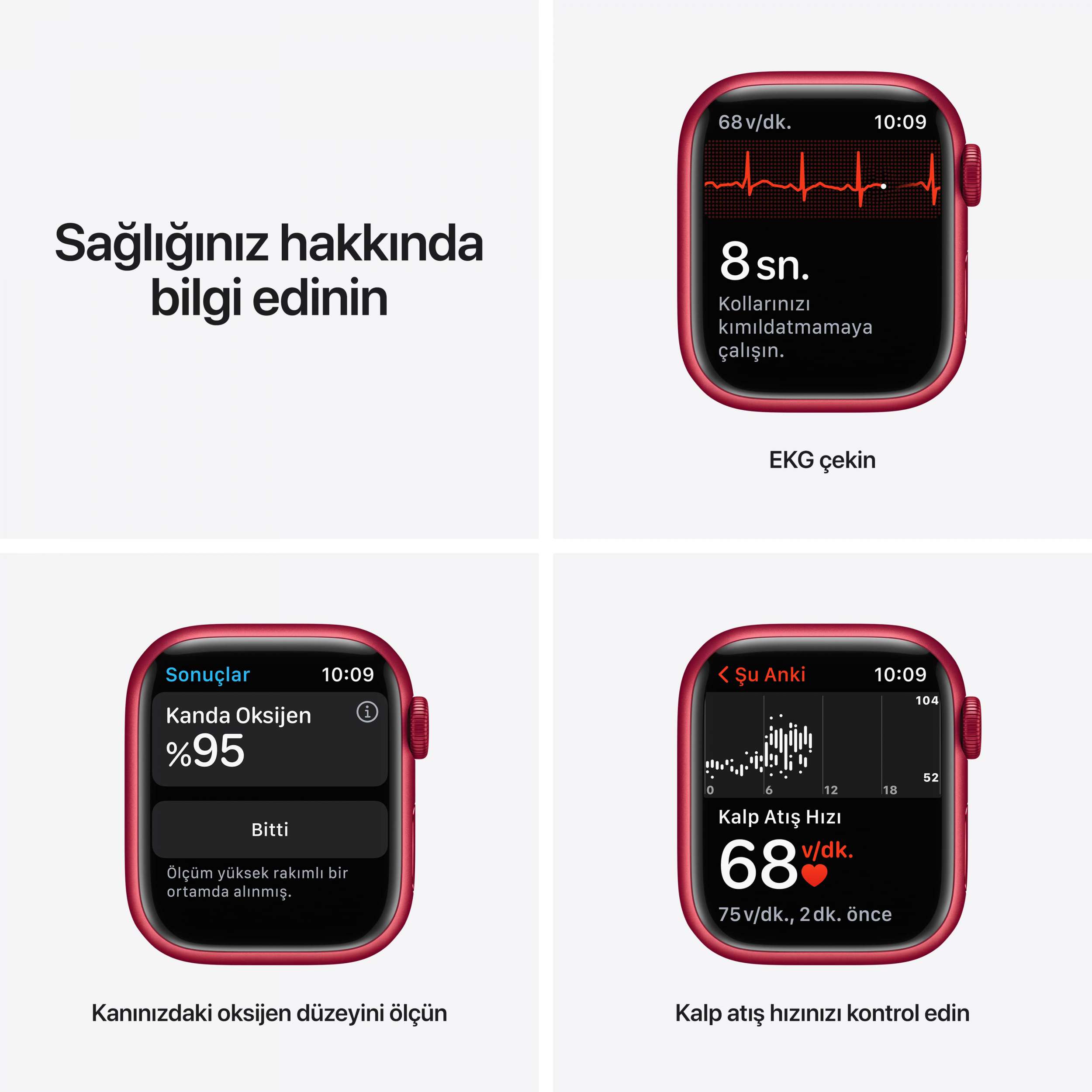 Apple Watch Series 7 GPS 41mm (PRODUCT) RED Alüminyum Kasa - Kırmızı Spor Kordon MKN23TU/A