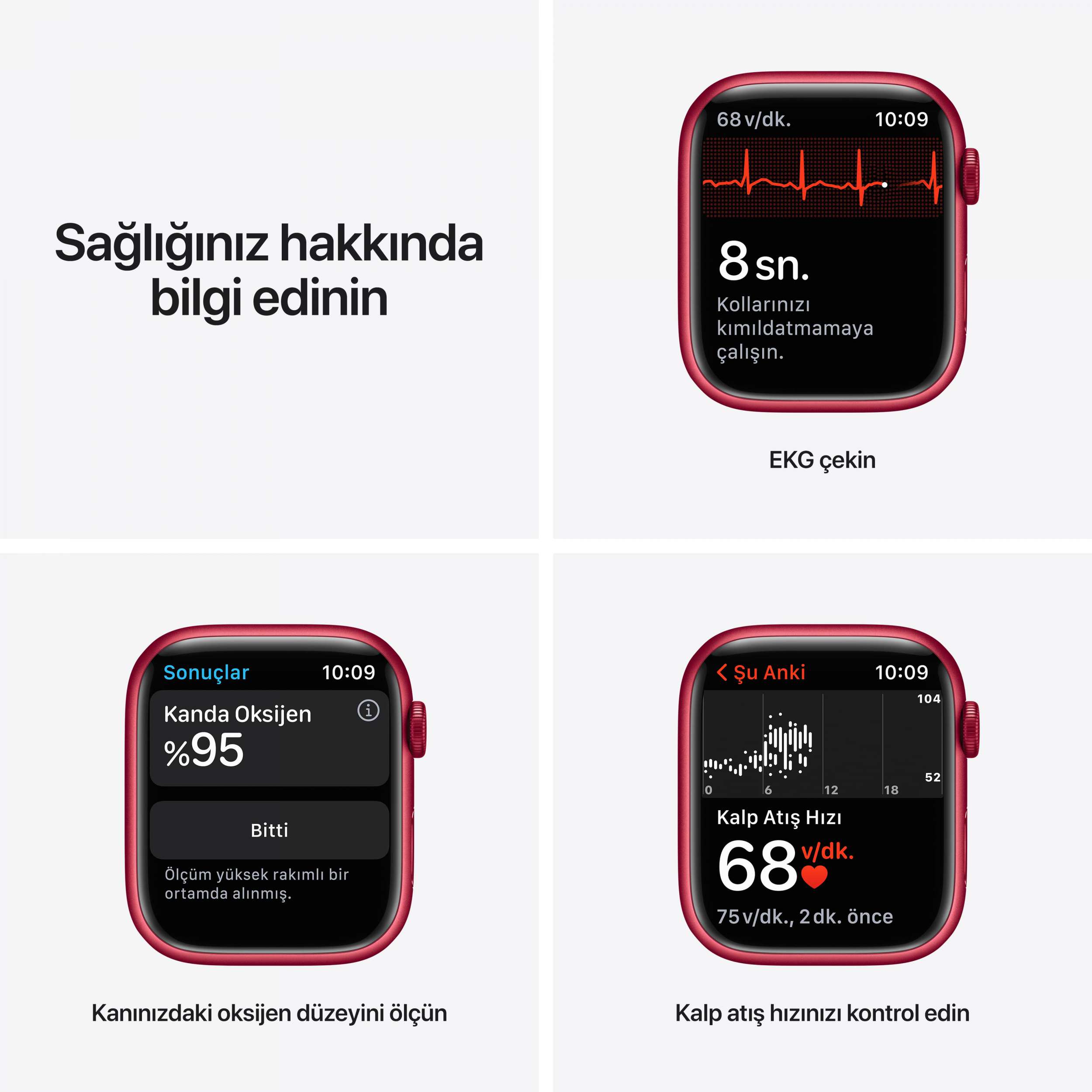 Apple Watch Series 7 GPS 45mm (PRODUCT) RED Alüminyum Kasa - Kırmızı Spor Kordon MKN93TU/A