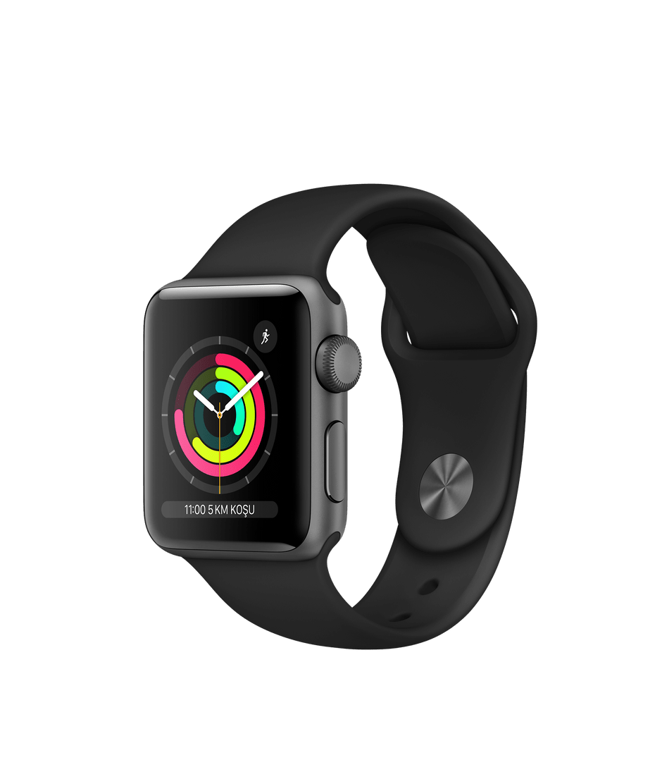 Apple Watch Series 3 GPS 38mm Uzay Grisi Alüminyum Kasa - Siyah Spor Kordon MTF02TU/A