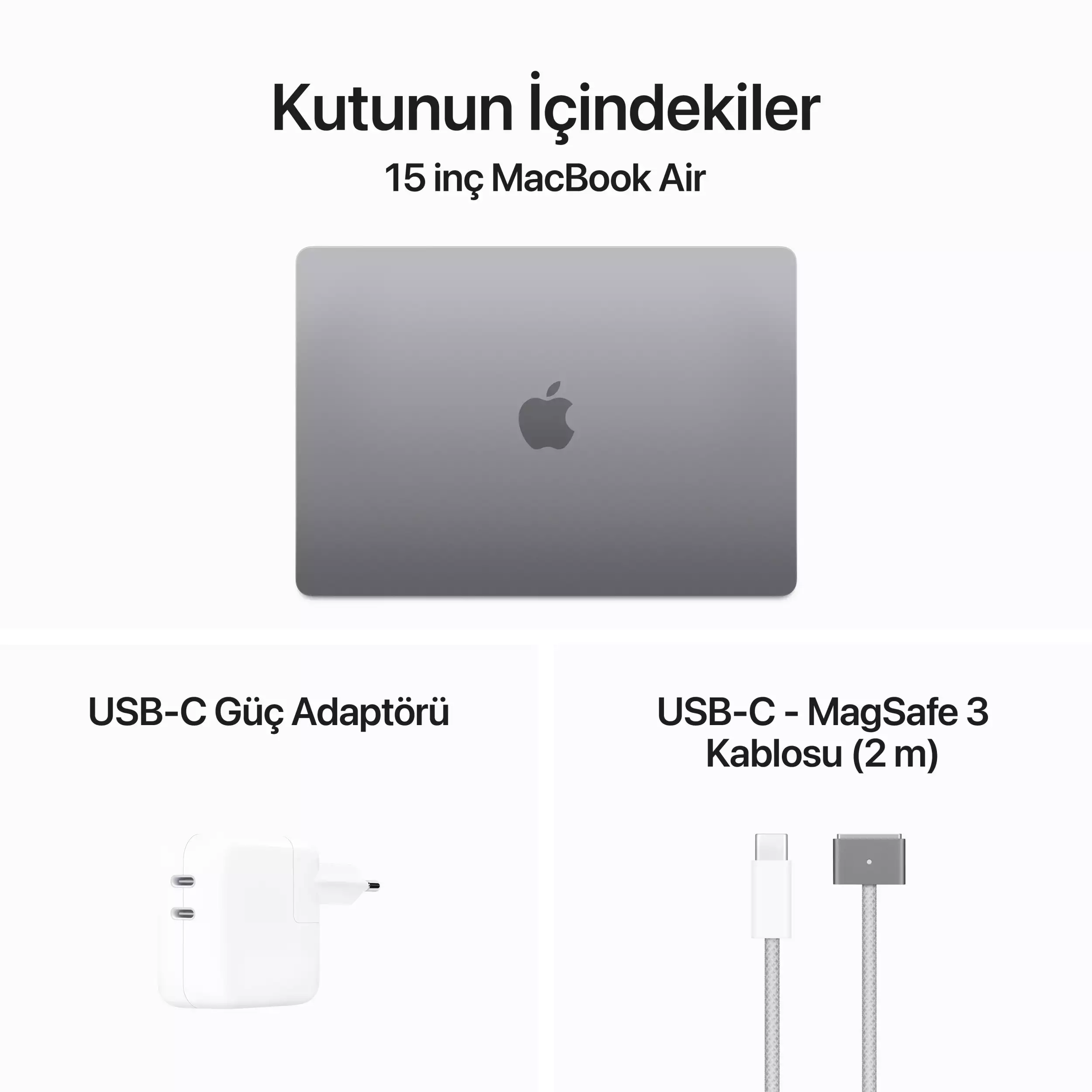 MacBook Air 15.3 inc M3 8CPU 10GPU 24GB 512GB Uzay Grisi Z1GD000EJ
