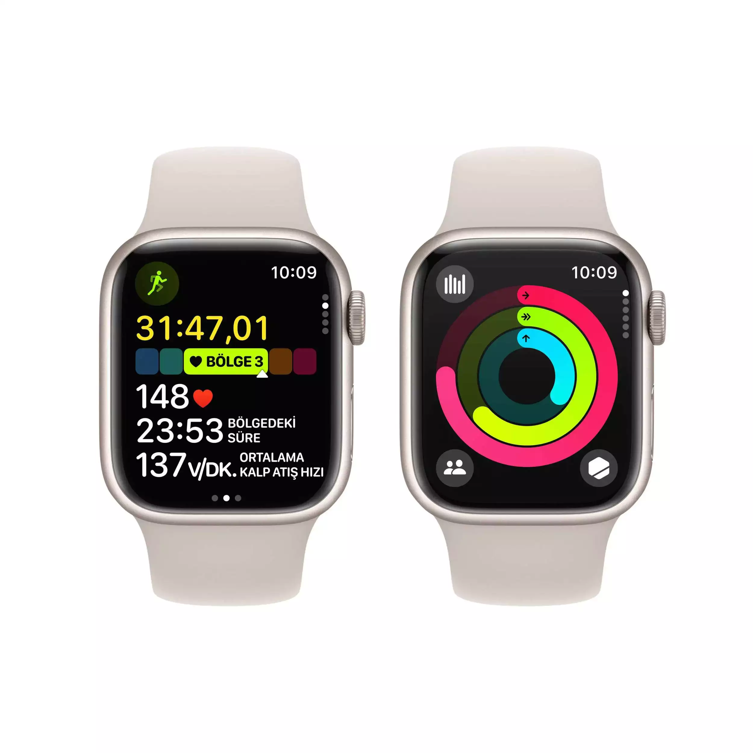 Apple Watch Series 9 GPS + Cellular 41mm Yıldız Işığı Alüminyum Kasa Yıldız Işığı Spor Kordon M/L MRHP3TU/A