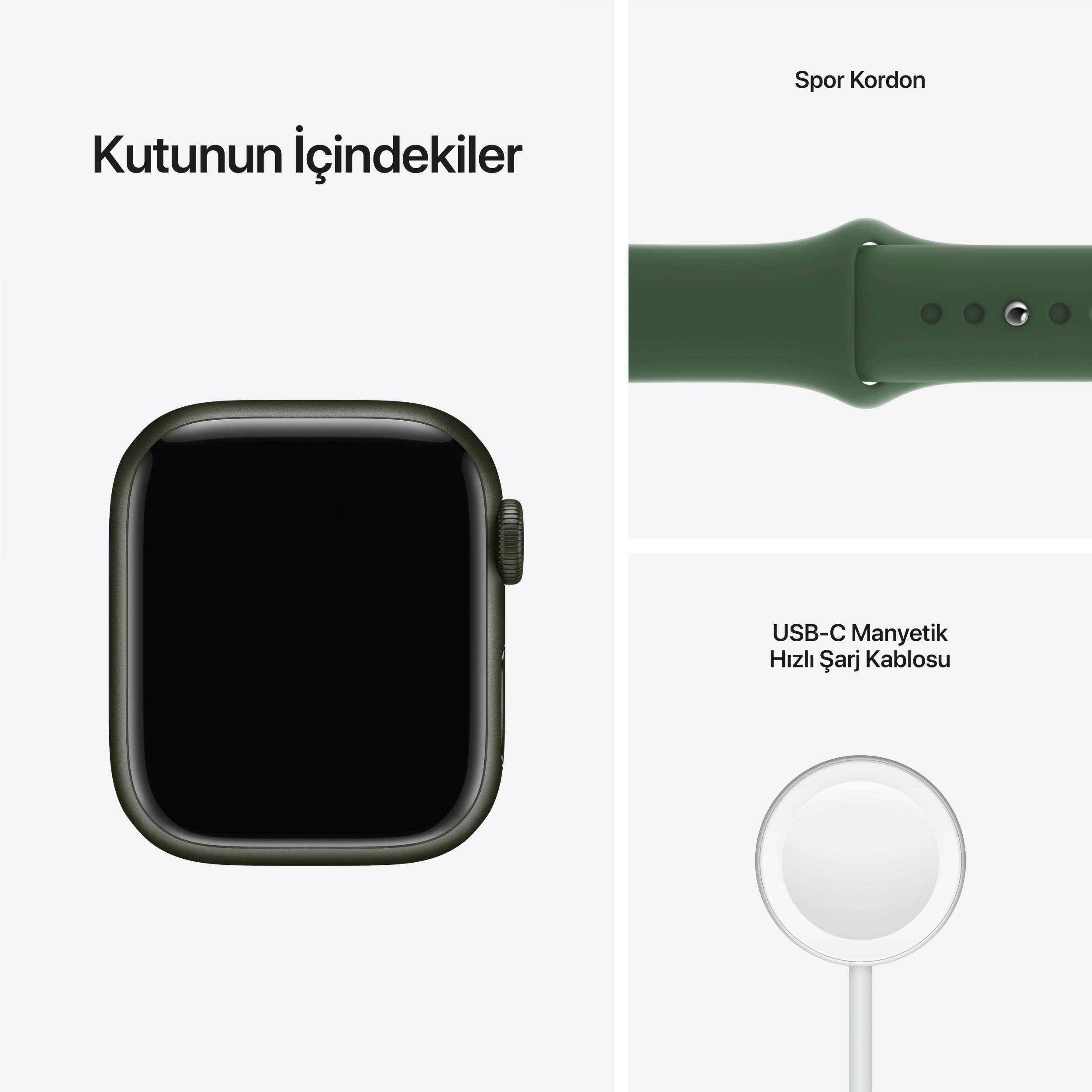 Apple Watch Series 7 GPS 41mm Yeşil Alüminyum Kasa - Yonca Spor Kordon MKN03TU/A
