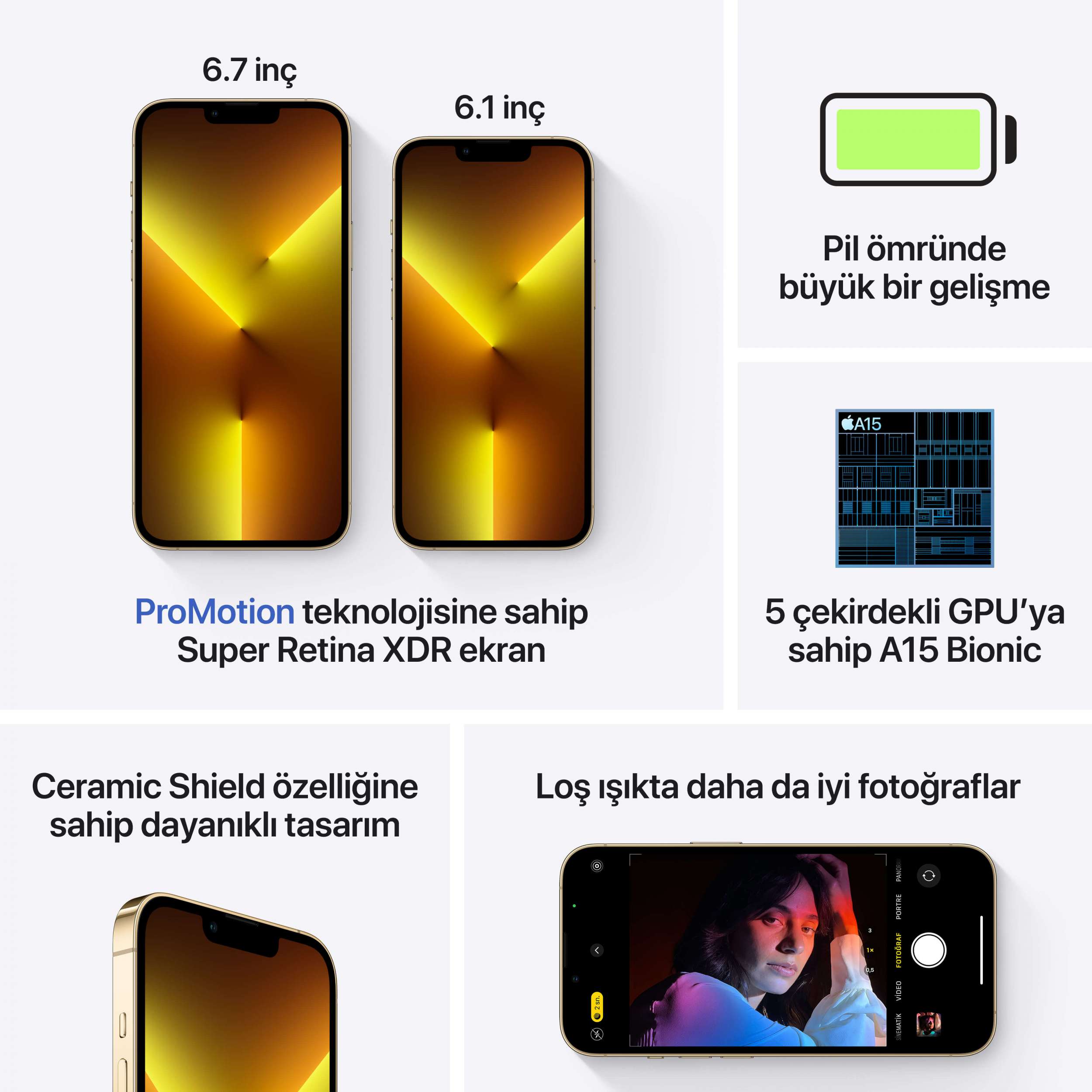 iPhone 13 Pro 256GB Altın MLVK3TU/A