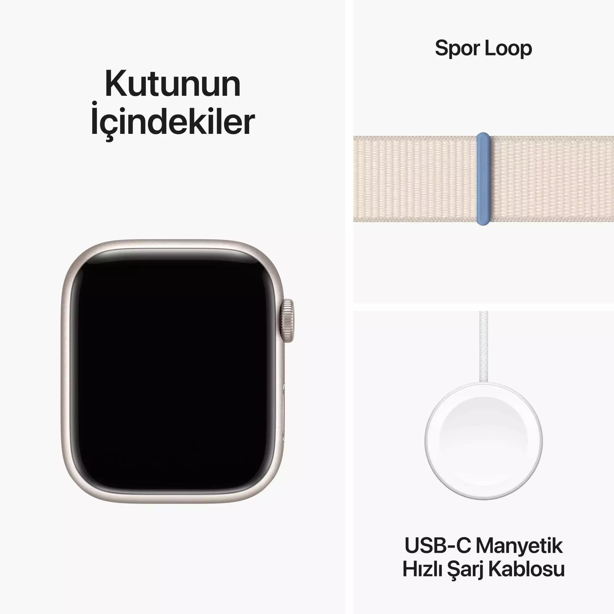 Apple Watch Series 9 GPS + Cellular 45mm Yıldız Işığı Alüminyum Kasa Yıldız Işığı Spor Loop MRMA3TU/A