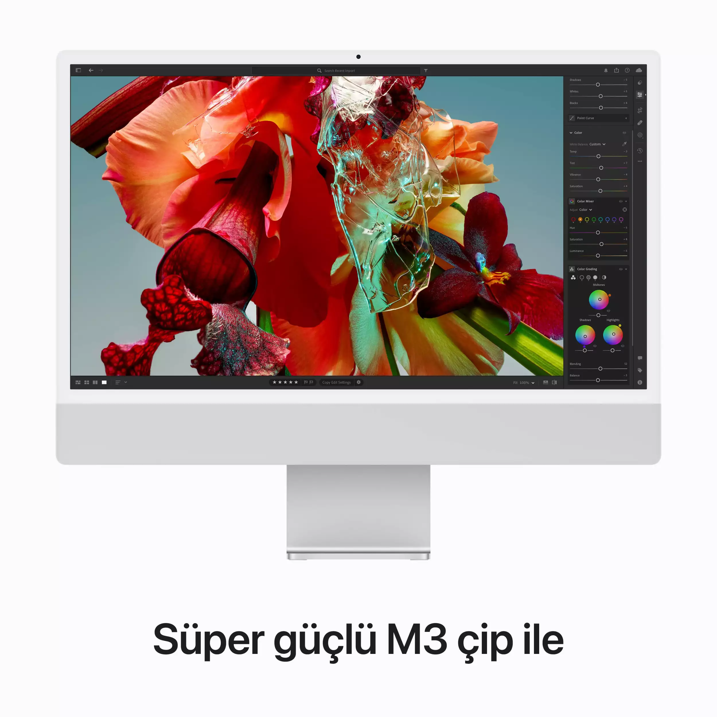 iMac 24 inc 4.5K M3 8CPU 10GPU 8GB 512GB Gümüş MQRK3TU/A