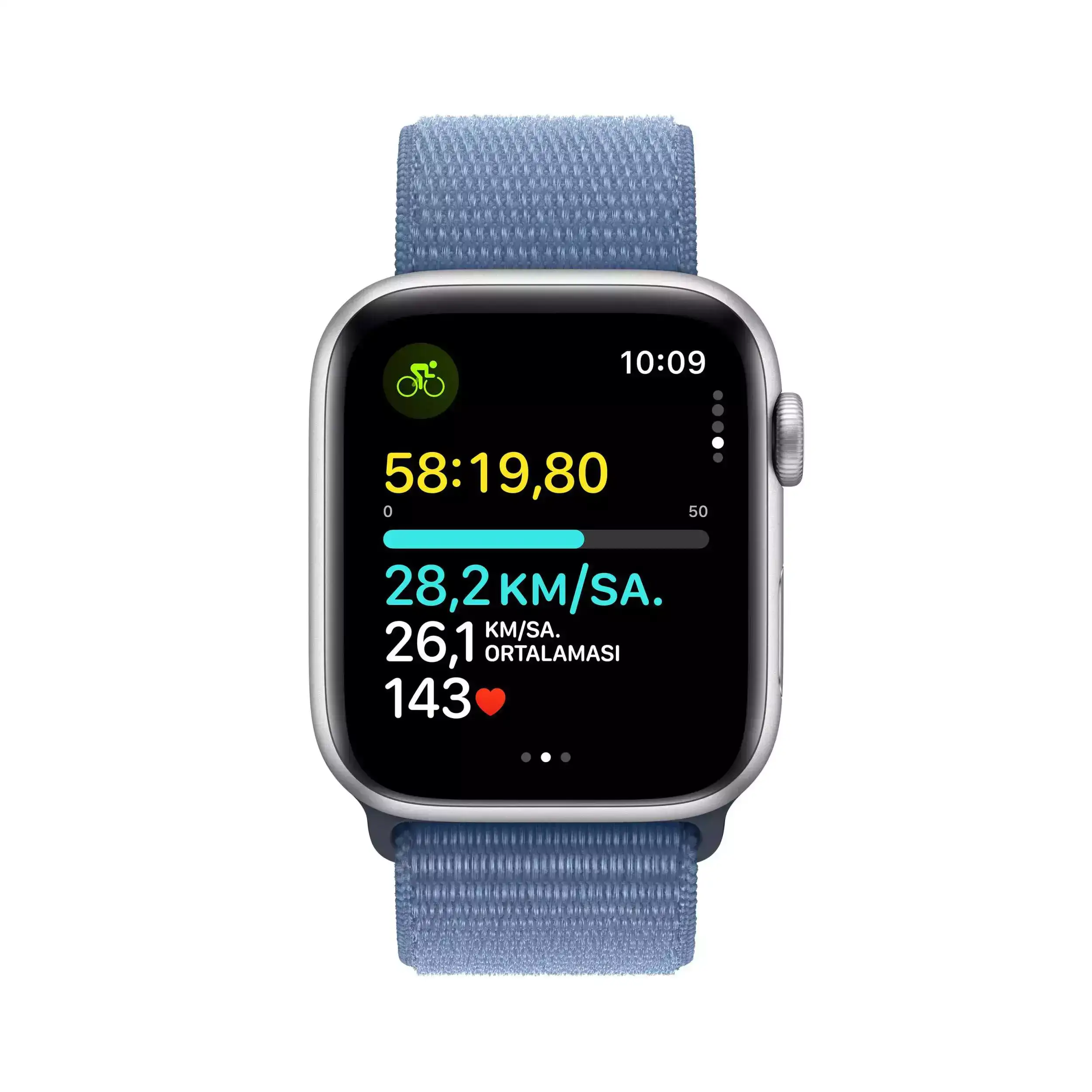 Apple Watch SE GPS 44mm Gümüş Alüminyum Kasa Buz Mavisi Spor Loop MREF3TU/A