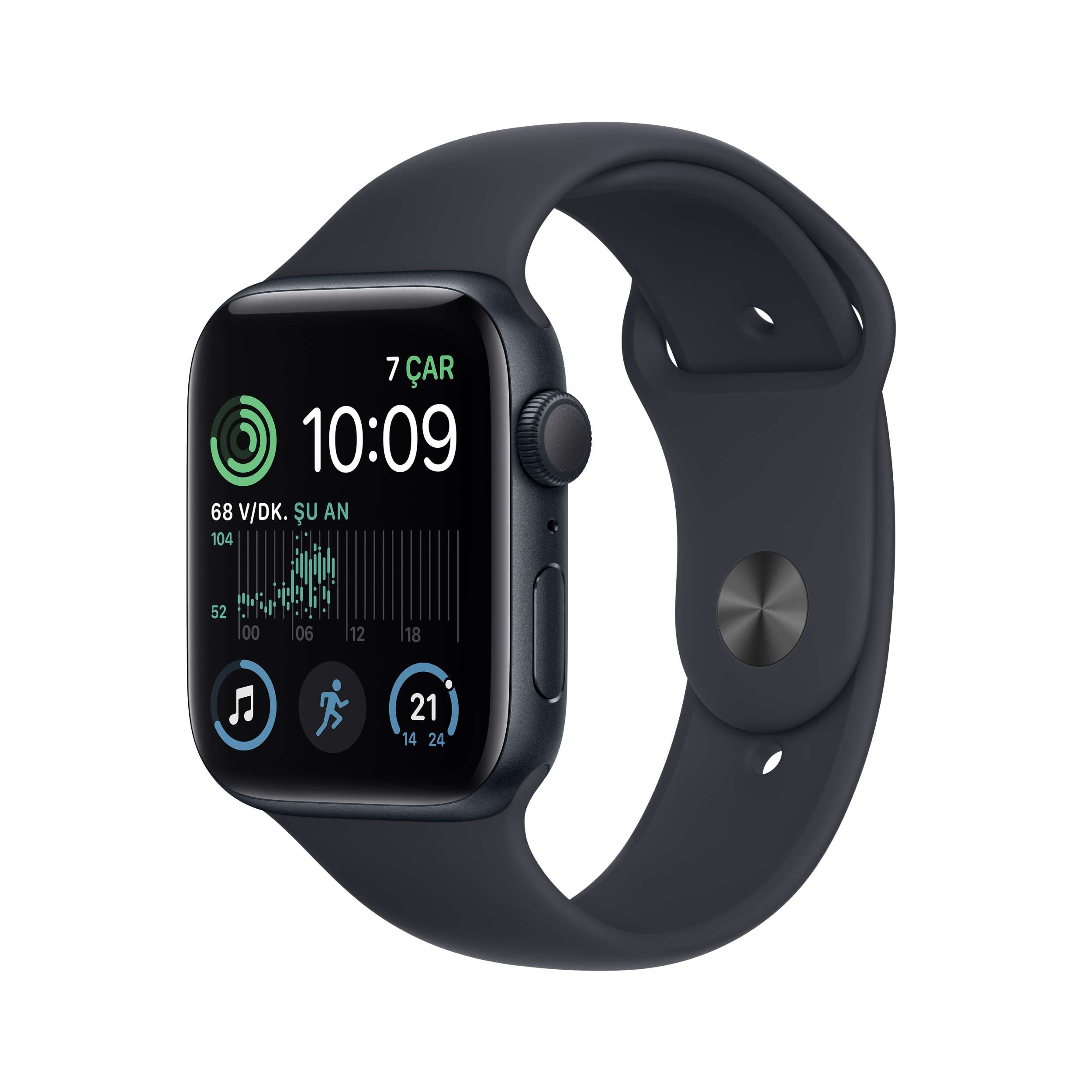 Apple Watch SE GPS 44mm Gece Yarısı Alüminyum Kasa - Gece Yarısı Spor Kordon MNK03TU/A-Teşhir