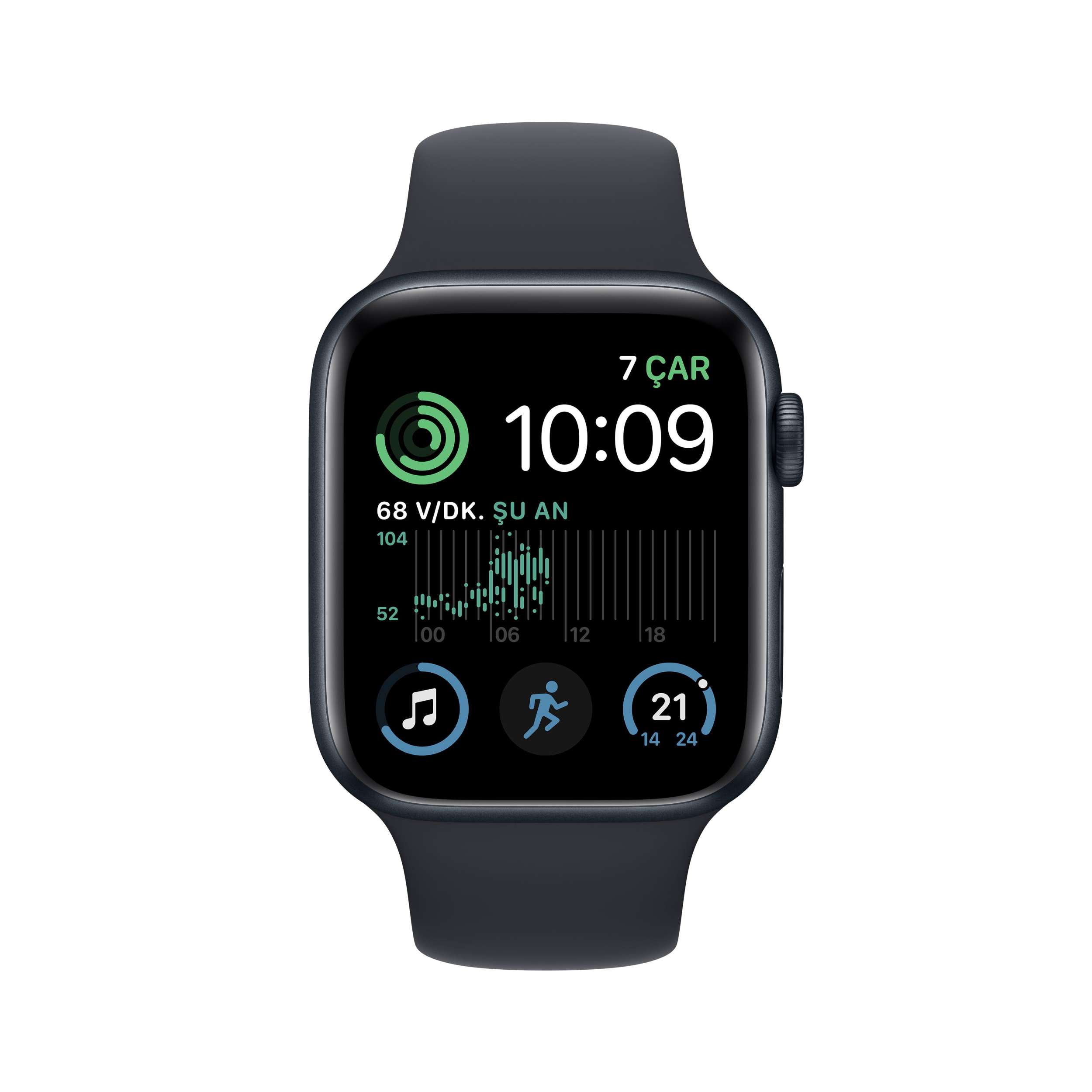Apple Watch SE GPS 44mm Gece Yarısı Alüminyum Kasa - Gece Yarısı Spor Kordon MNK03TU/A-Teşhir
