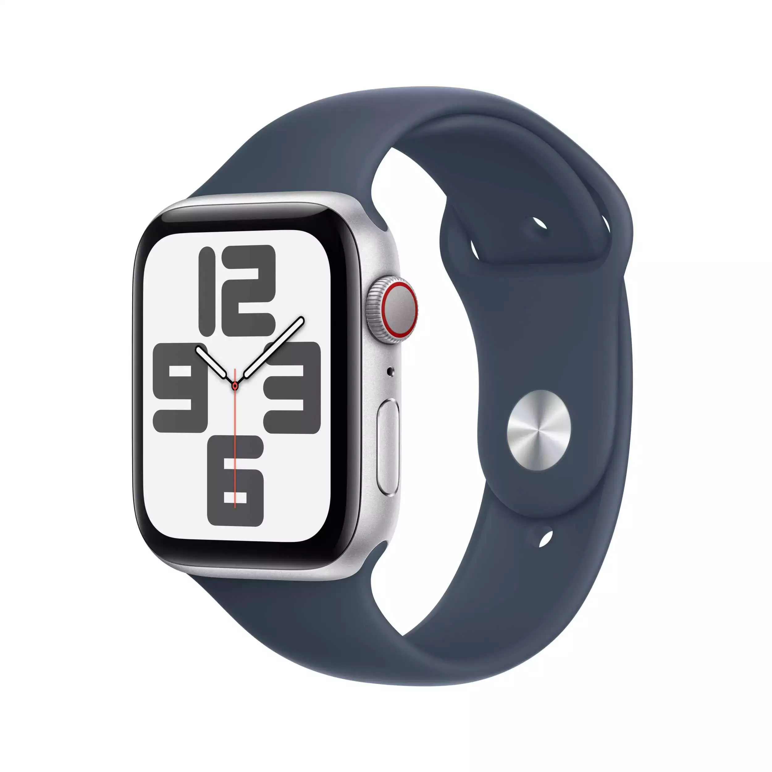 Apple Watch SE GPS + Cellular 44mm Gümüş Alüminyum Kasa Fırtına Mavisi Spor Kordon M/L MRHJ3TU/A
