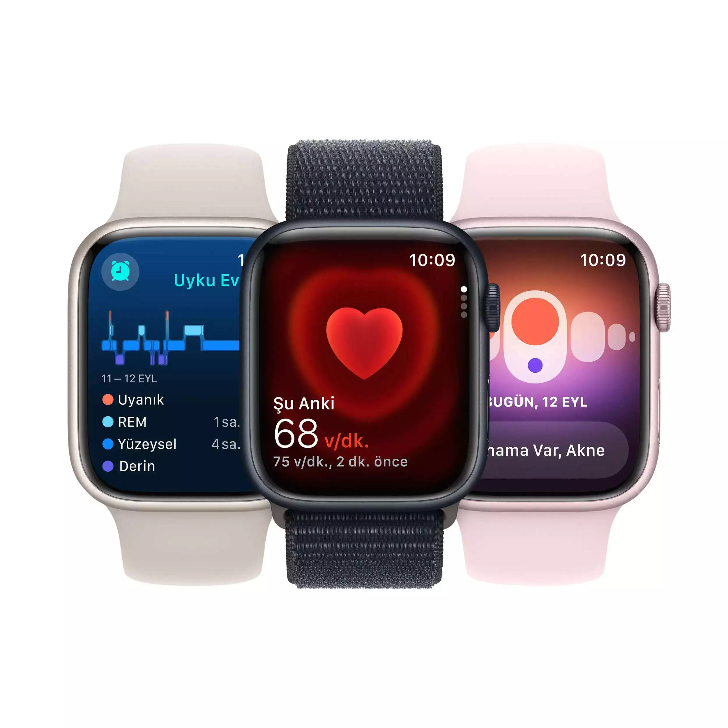 Apple Watch Series 9 GPS + Cellular 41mm Gece Yarısı Alüminyum Kasa Gece Yarısı Spor Kordon M/L MRHT3TU/A
