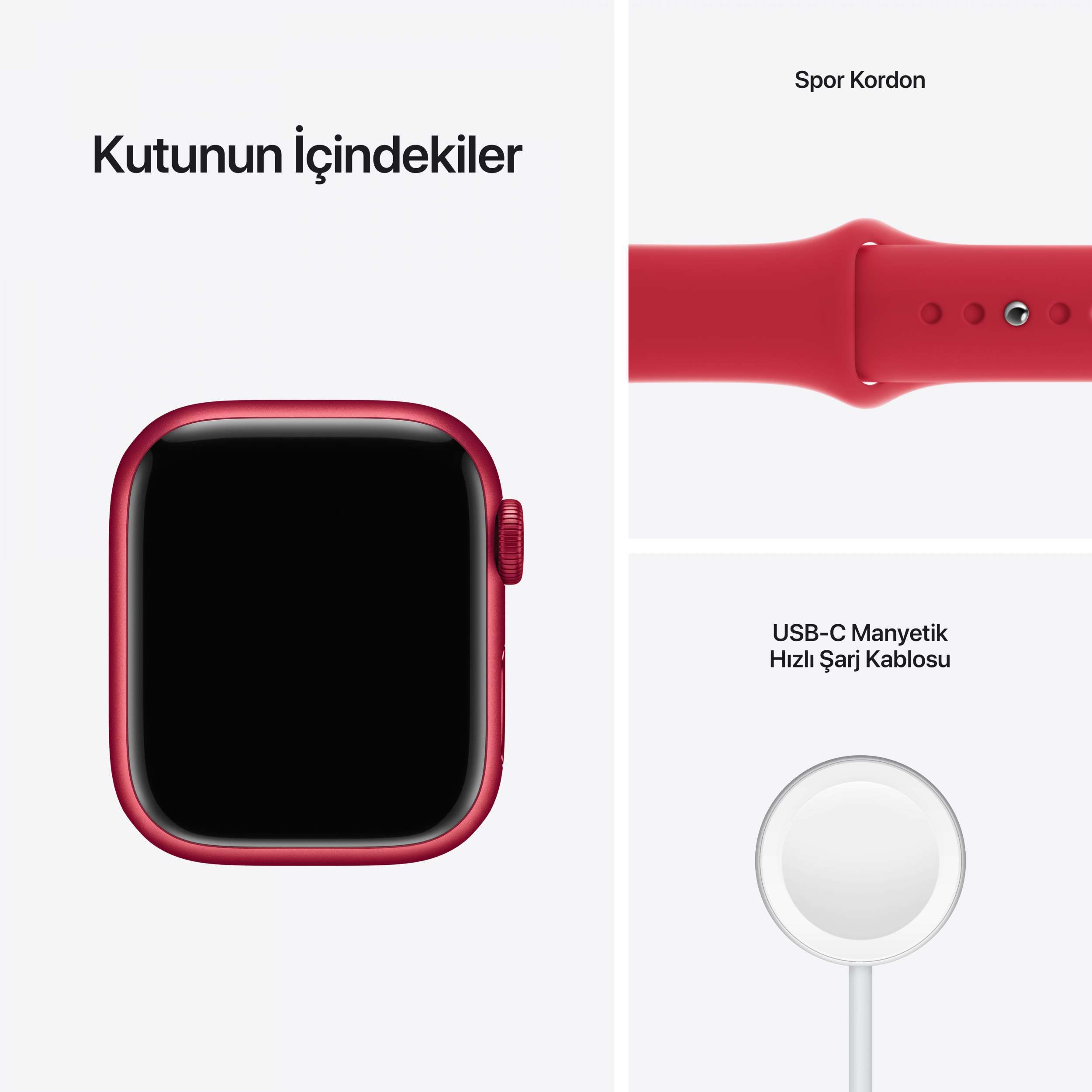 Apple Watch Series 7 GPS 41mm (PRODUCT) RED Alüminyum Kasa - Kırmızı Spor Kordon MKN23TU/A