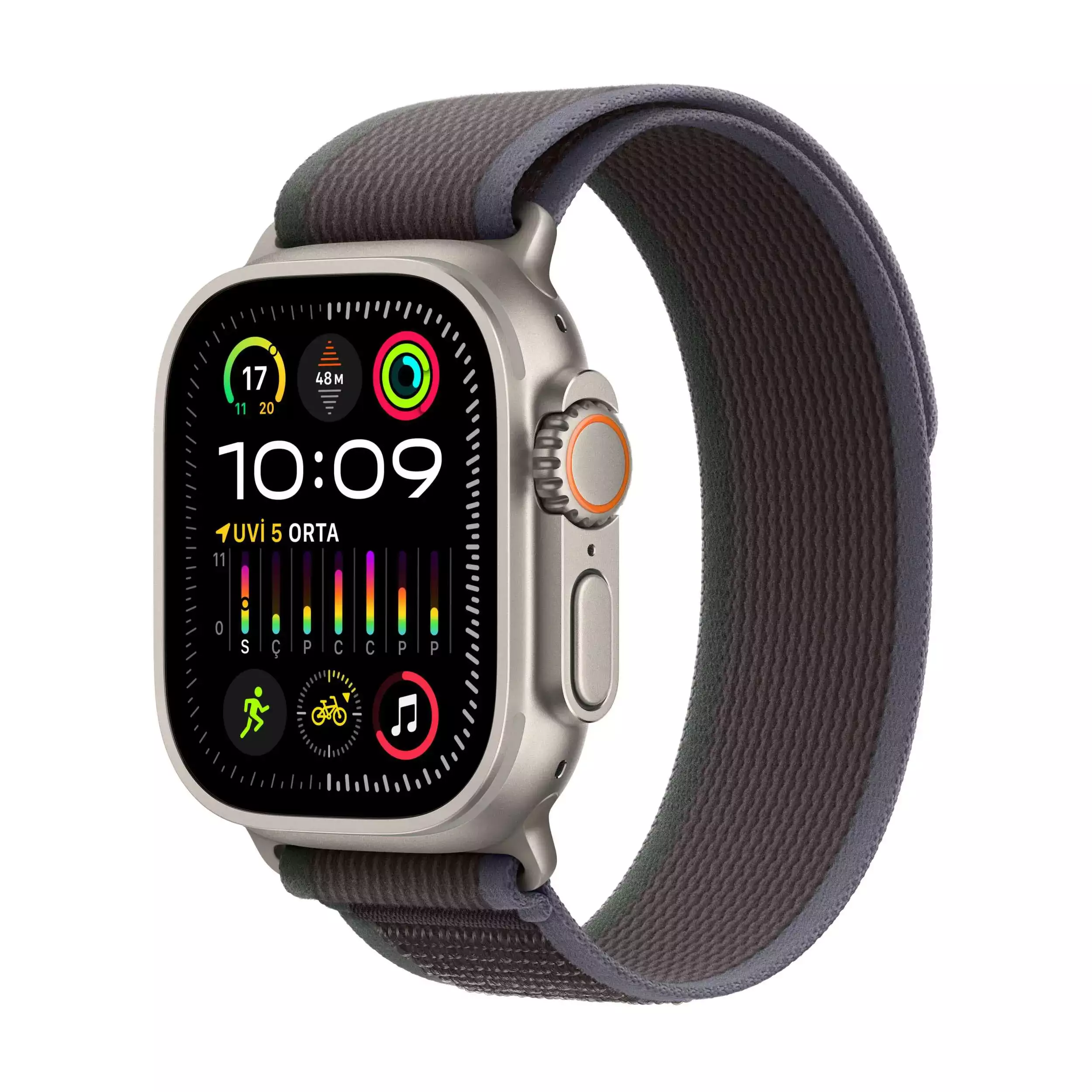 Apple Watch Ultra 2 GPS + Cellular 49mm Titanyum Kasa Mavi/Siyah Trail Loop M/L MRF63TU/A