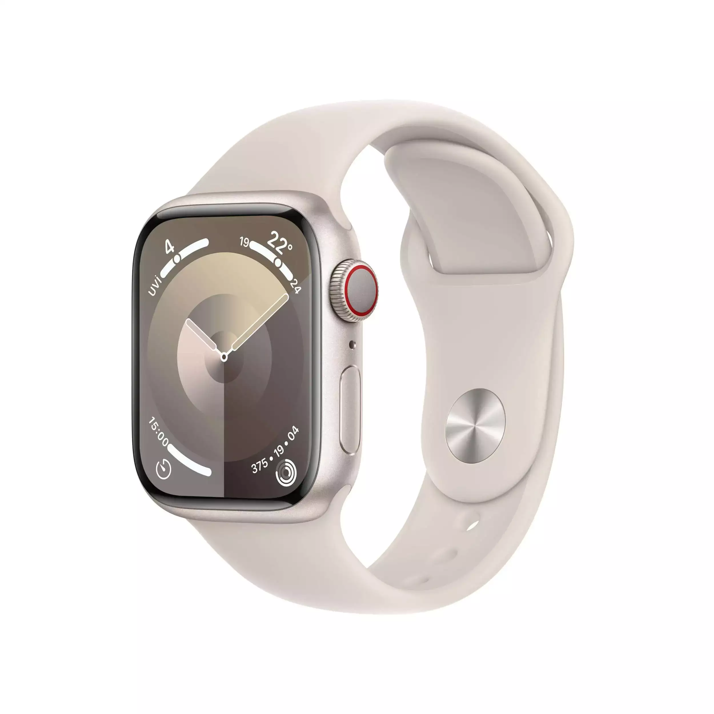 Apple Watch Series 9 GPS + Cellular 41mm Yıldız Işığı Alüminyum Kasa Yıldız Işığı Spor Kordon S/M MRHN3TU/A