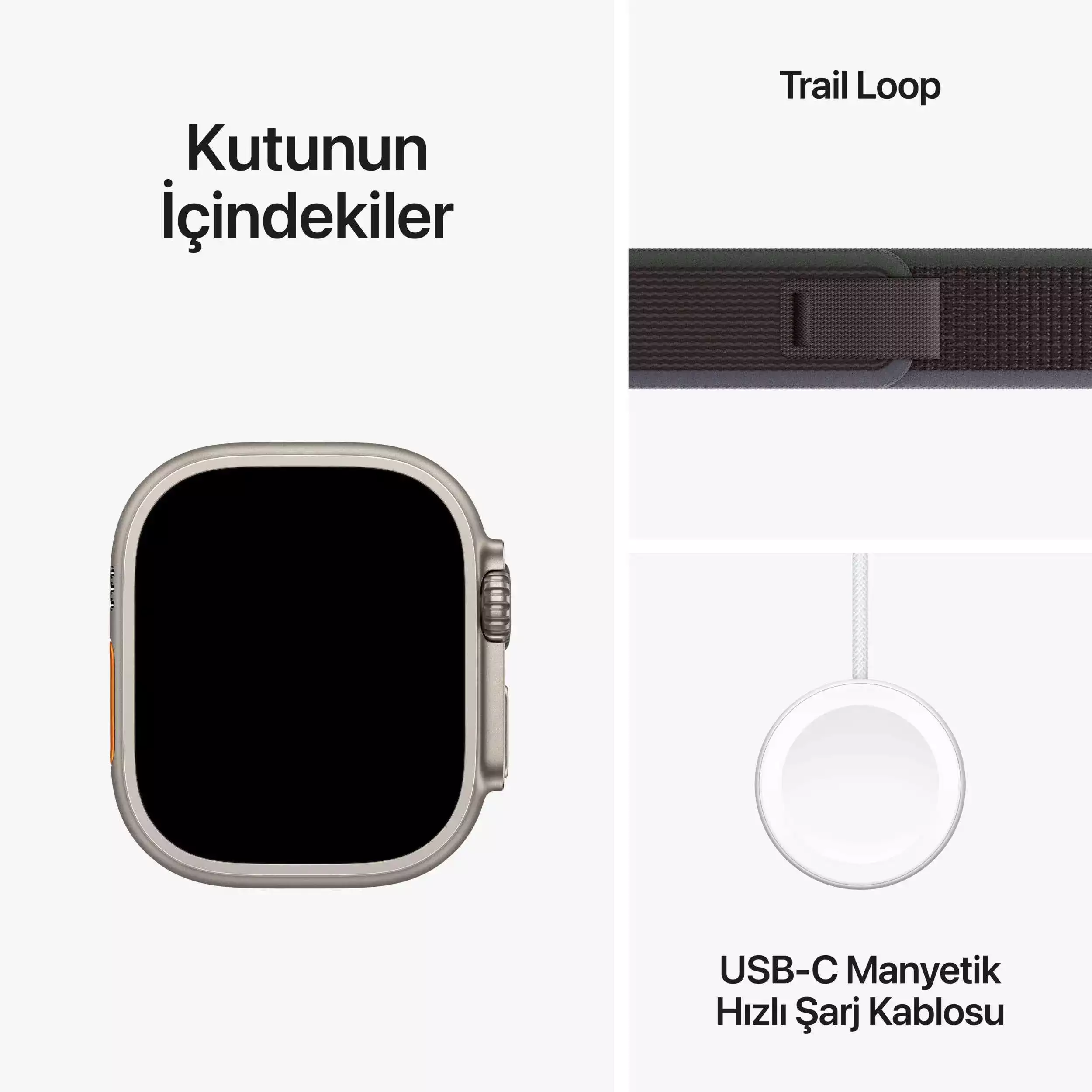 Apple Watch Ultra 2 GPS + Cellular 49mm Titanyum Kasa Mavi/Siyah Trail Loop M/L MRF63TU/A