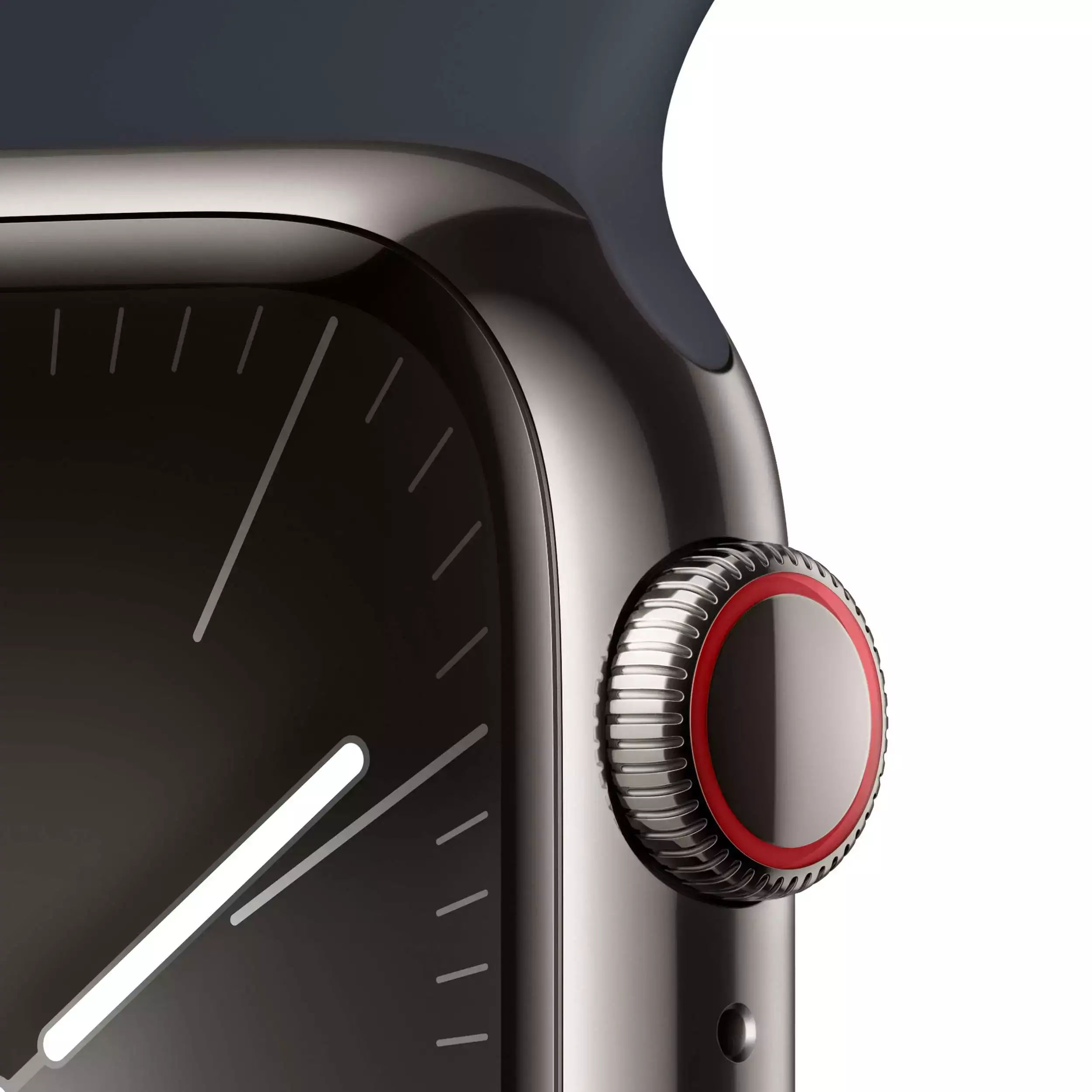 Apple Watch Series 9 GPS + Cellular 41mm Grafit Paslanmaz Çelik Kasa Gece Yarısı Spor Kordon M/L MRJ93TU/A