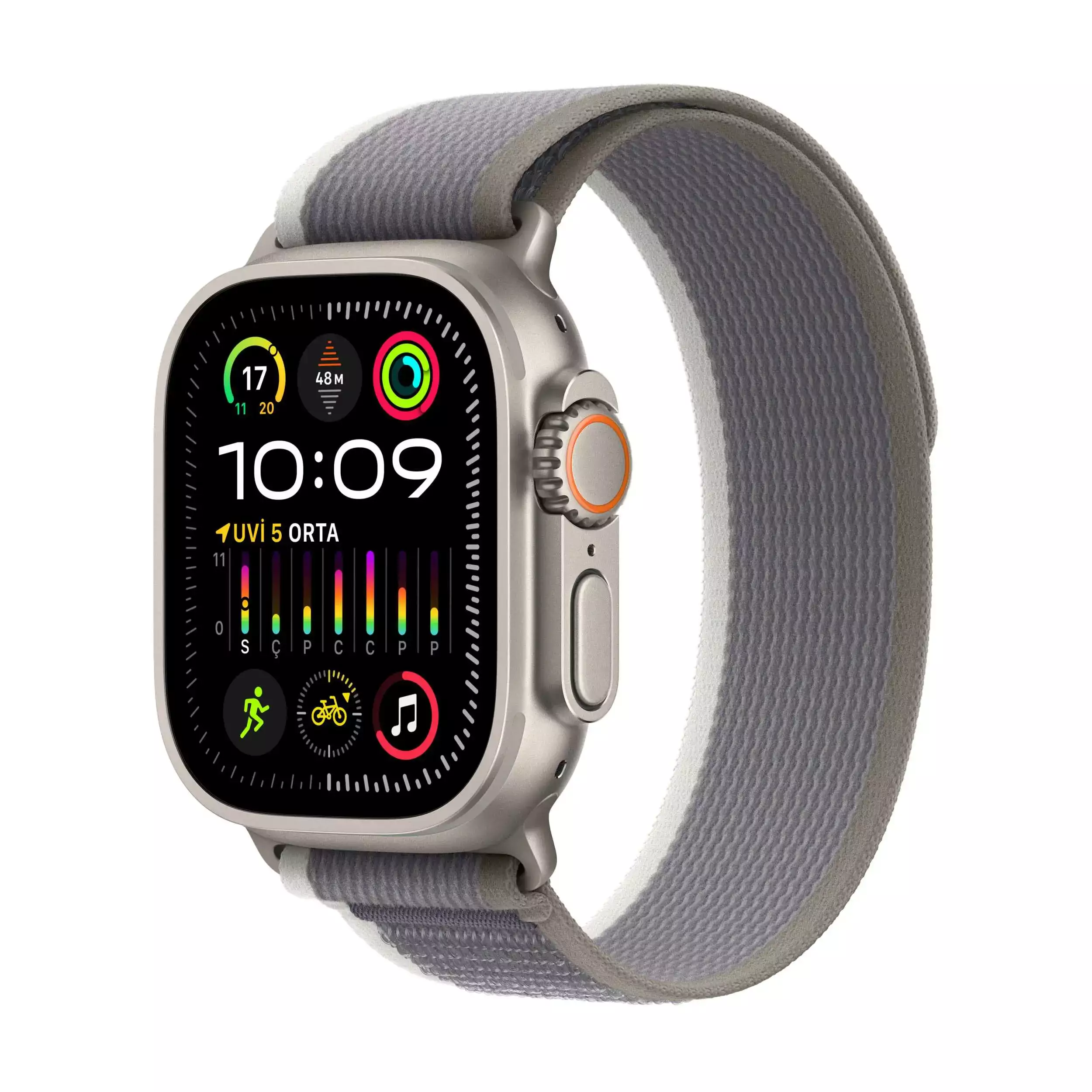 Apple Watch Ultra 2 GPS + Cellular 49mm Titanyum Kasa Yeşil/Gri Trail Loop M/L MRF43TU/A
