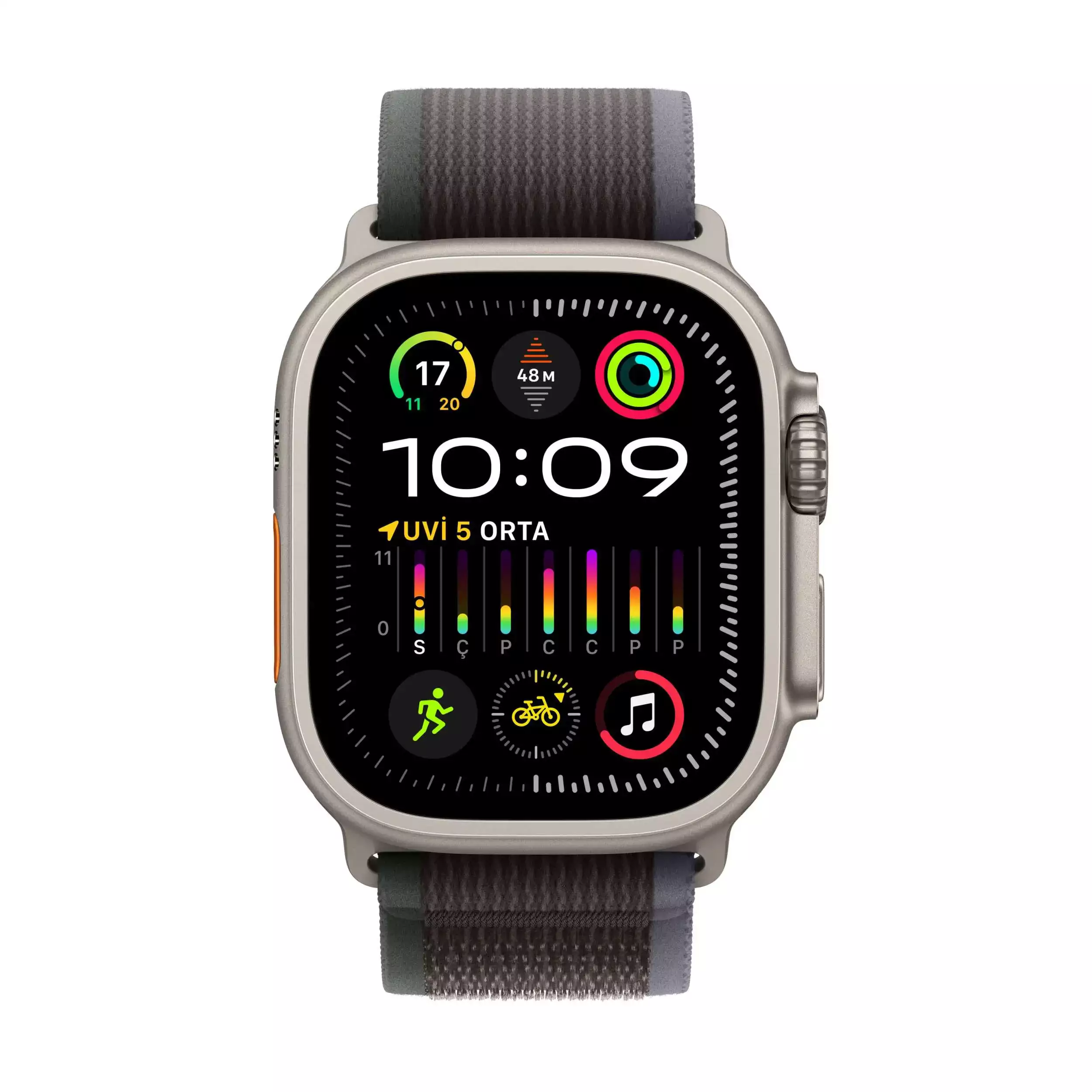 Apple Watch Ultra 2 GPS + Cellular 49mm Titanyum Kasa Mavi/Siyah Trail Loop S/M MRF53TU/A