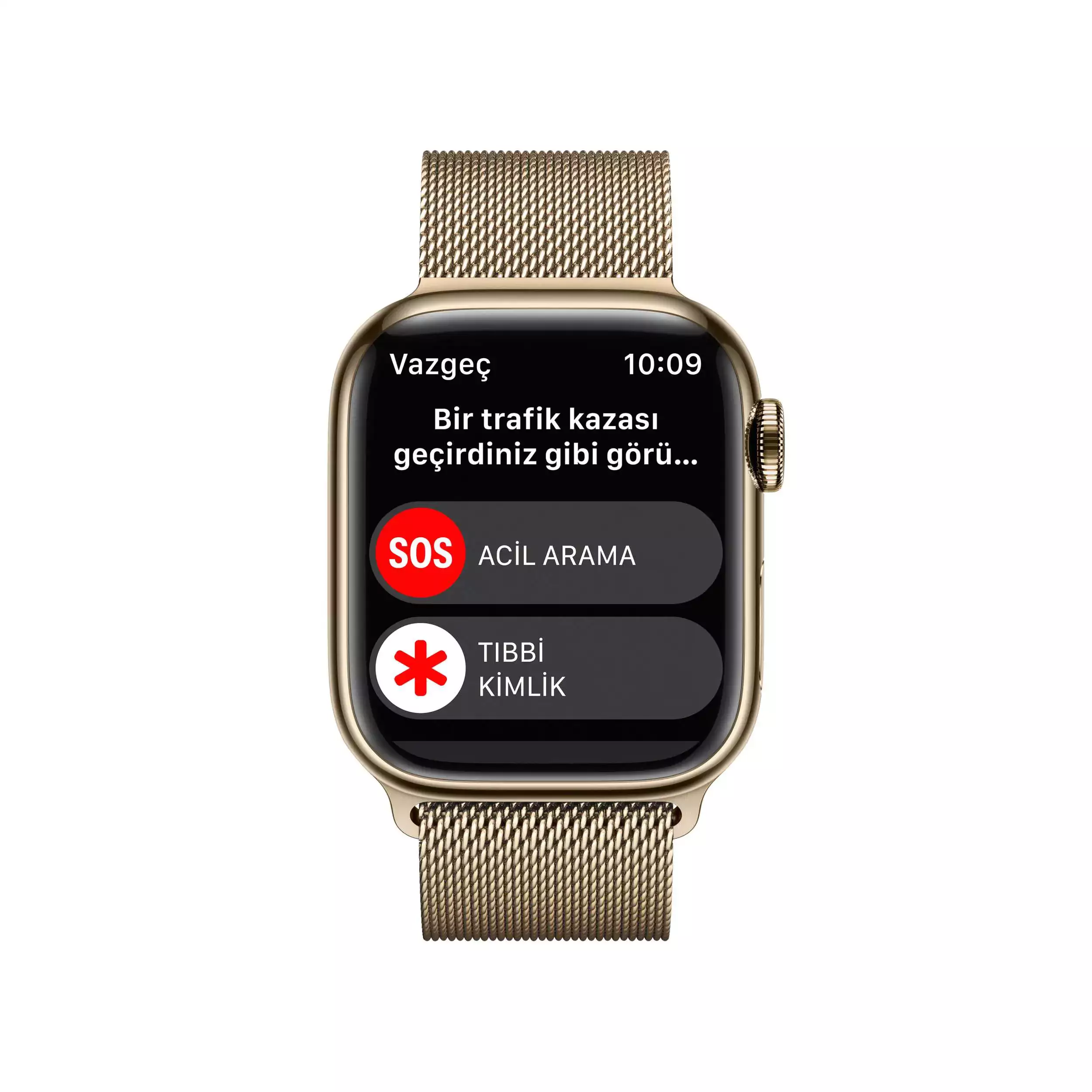 Apple Watch Series 8 GPS + Cellular 41mm Altın Paslanmaz Çelik Kasa - Altın Milanese Loop MNJF3TU/A