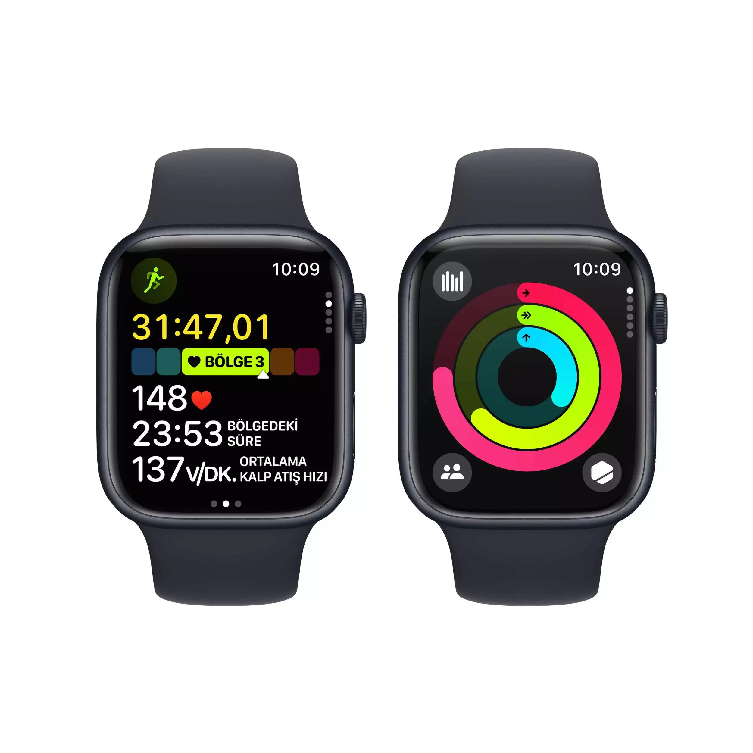 Apple Watch Series 9 GPS + Cellular 45mm Gece Yarısı Alüminyum Kasa Gece Yarısı Spor Kordon M/L MRMD3TU/A