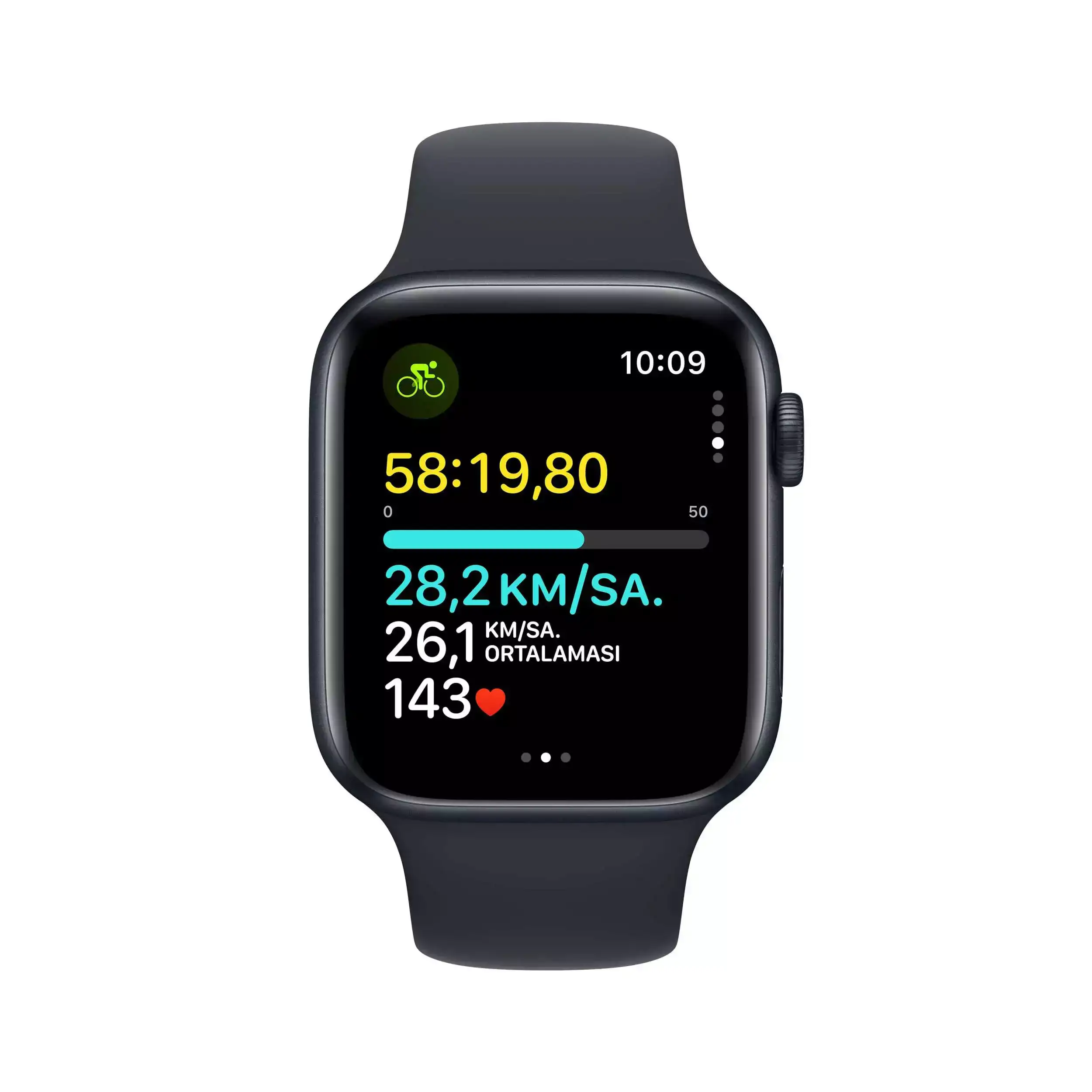 Apple Watch SE GPS 44mm Gece Yarısı Alüminyum Kasa Gece Yarısı Spor Kordon S/M MRE73TU/A