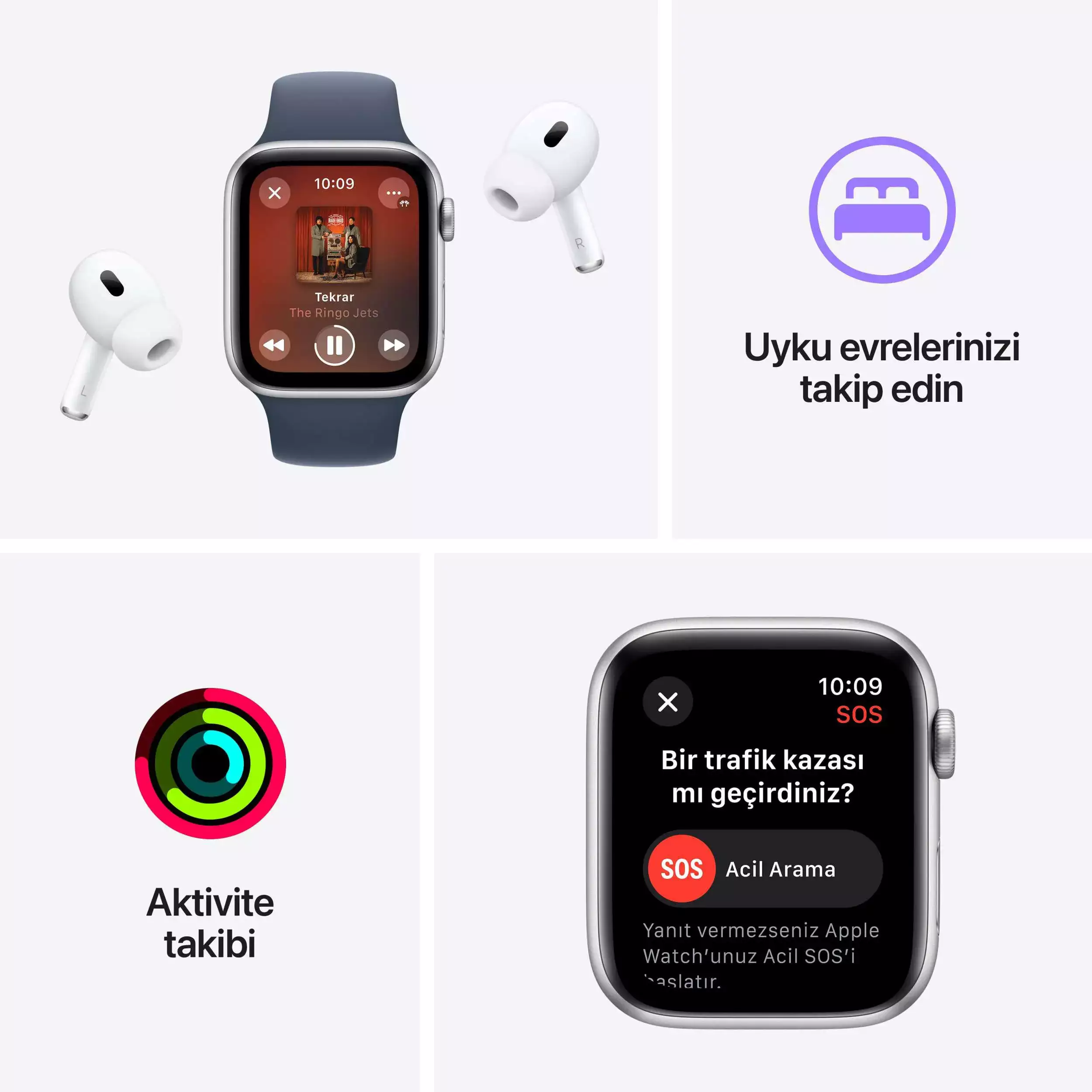 Apple Watch SE GPS 40mm Gece Yarısı Alüminyum Kasa Gece Yarısı Spor Kordon M/L MR9Y3TU/A