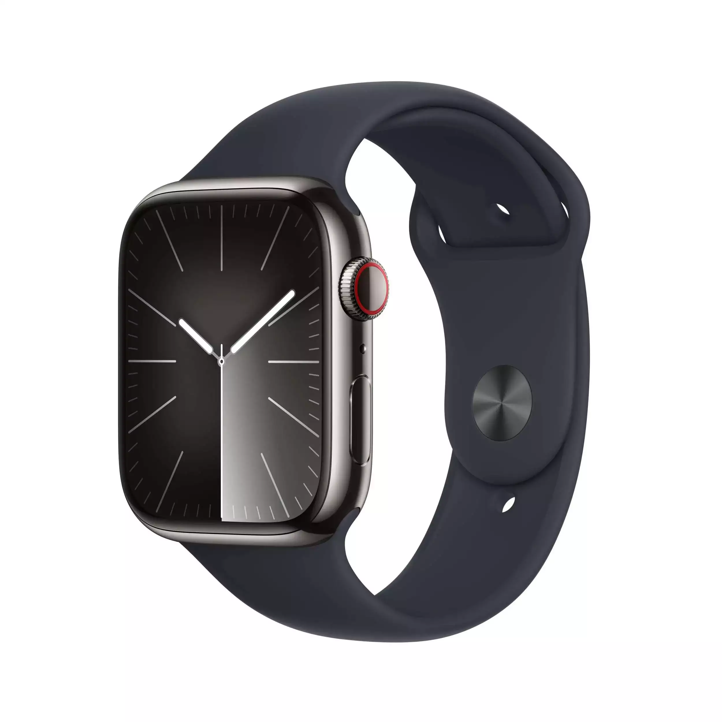Apple Watch Series 9 GPS + Cellular 45mm Grafit Paslanmaz Çelik Kasa Gece Yarısı Spor Kordon S/M MRMV3TU/A