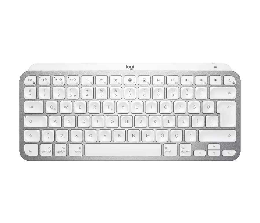 Logitech MX Keys Mini Mac için Gelişmiş Kablosuz Klavye İngilizce Q Gri-Beyaz 920-010526