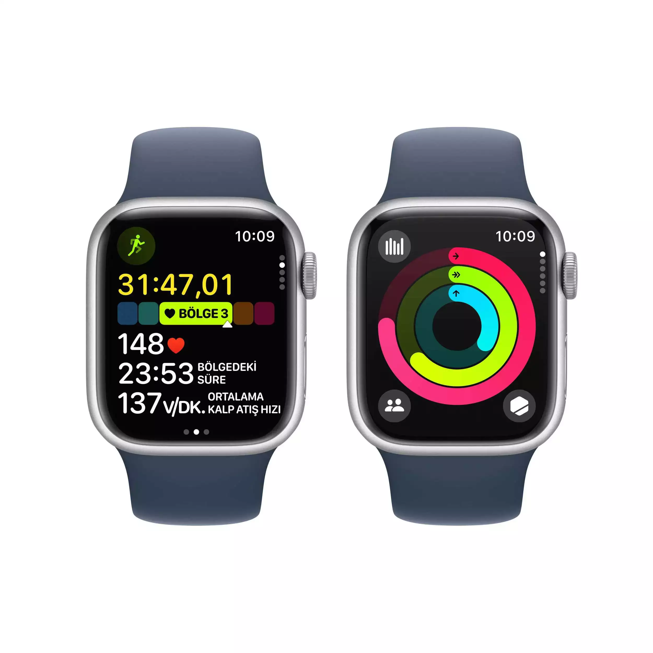 Apple Watch Series 9 GPS + Cellular 41mm Gümüş Alüminyum Kasa Fırtına Mavisi Spor Kordon M/L MRHW3TU/A