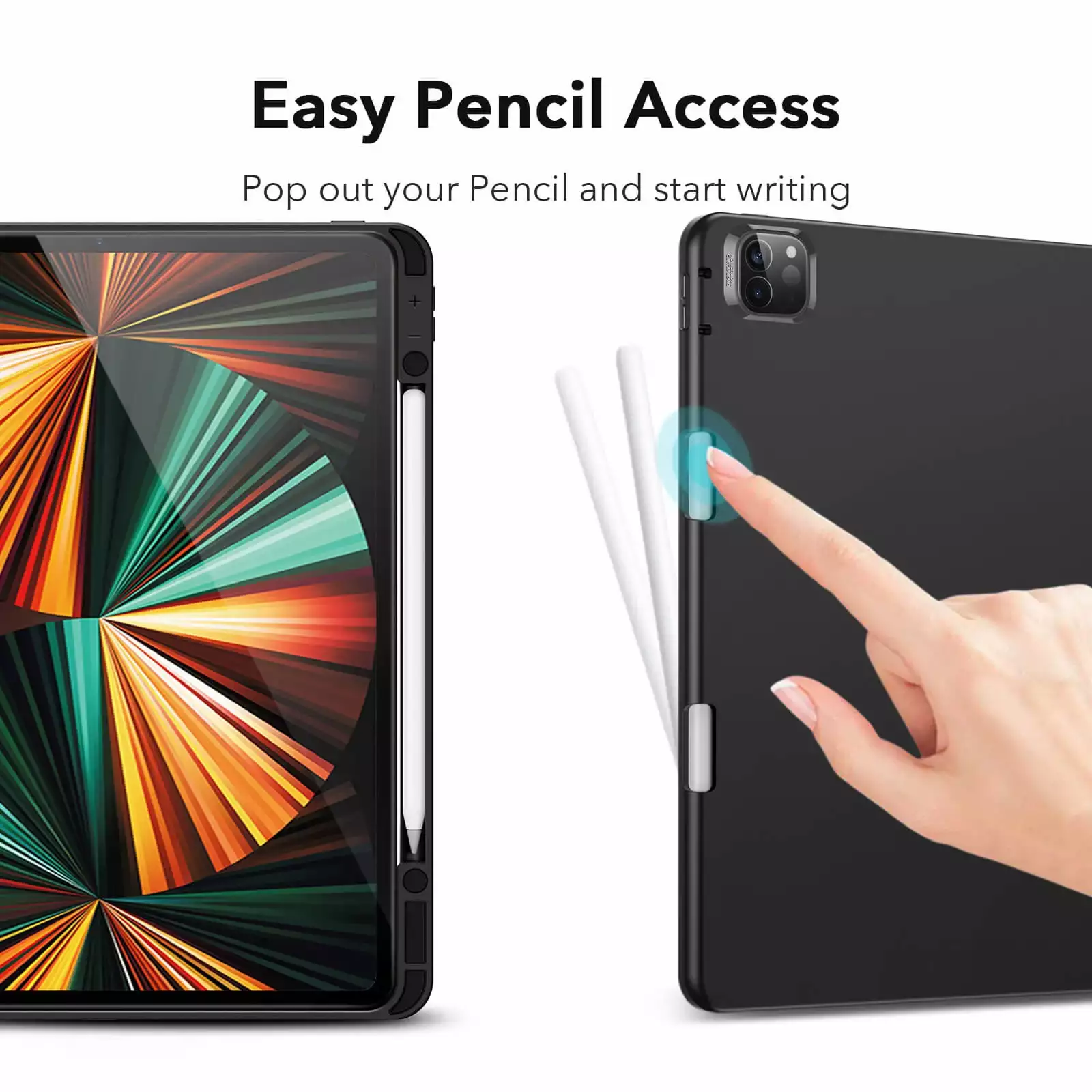 iPad Pro 12.9 (5. nesil) için ESR Pencil Bölmeli Kılıf Gri 4894240123003