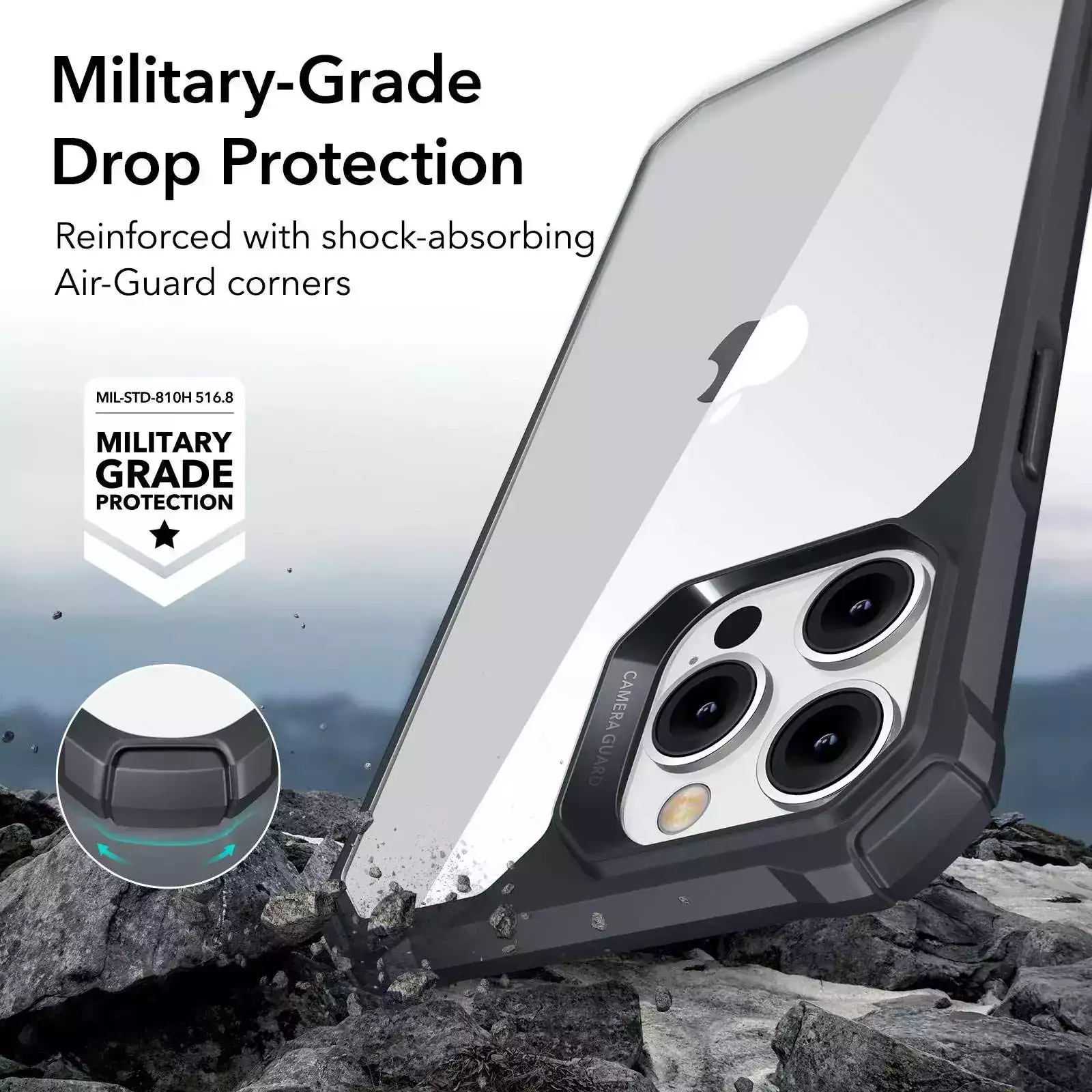 ESR iPhone 14 Pro Max Kılıf Air Armor Şeffaf Siyah 4894240161517