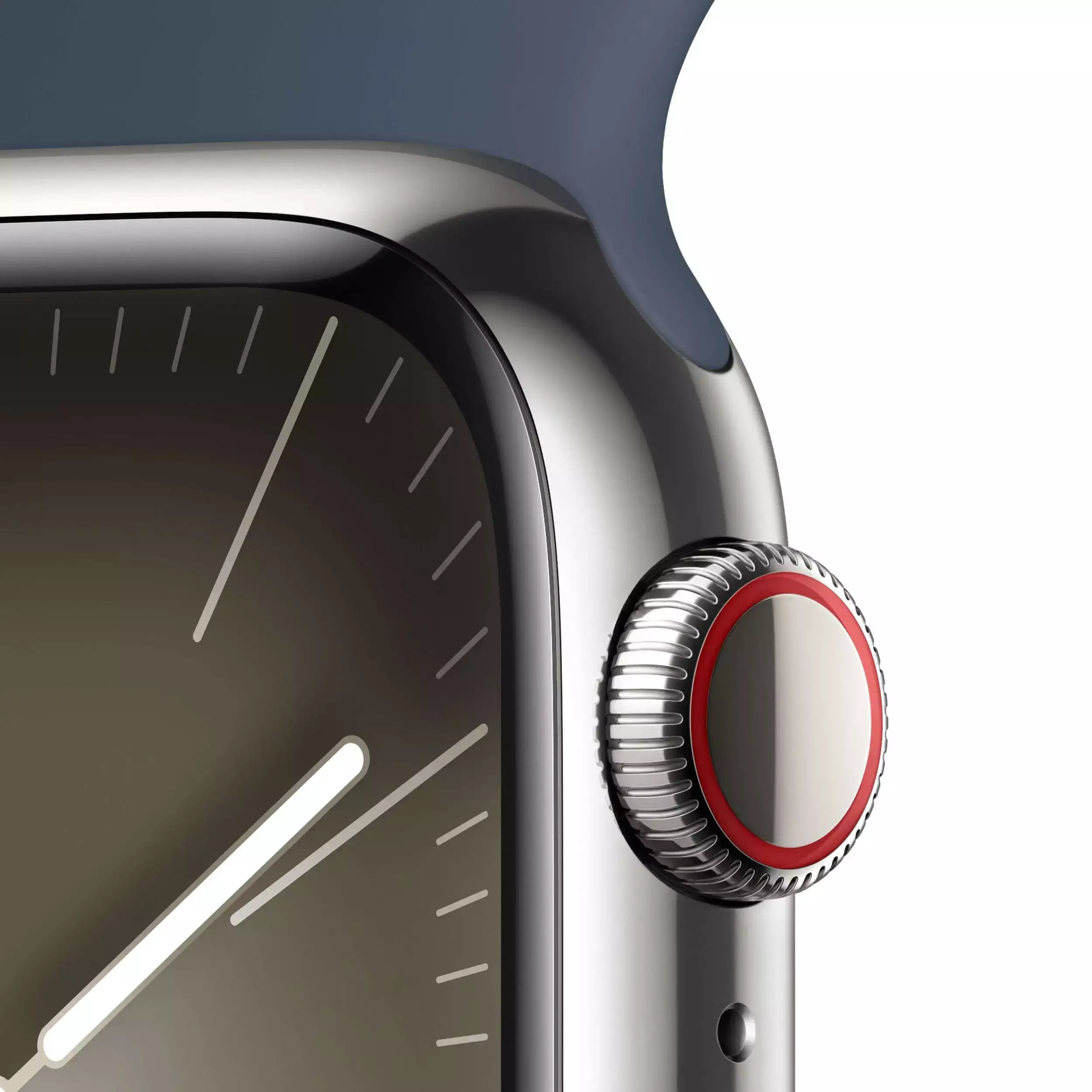 Apple Watch Series 9 GPS + Cellular 41mm Gümüş Paslanmaz Çelik Kasa Fırtına Mavisi Spor Kordon S/M MRJ23TU/A