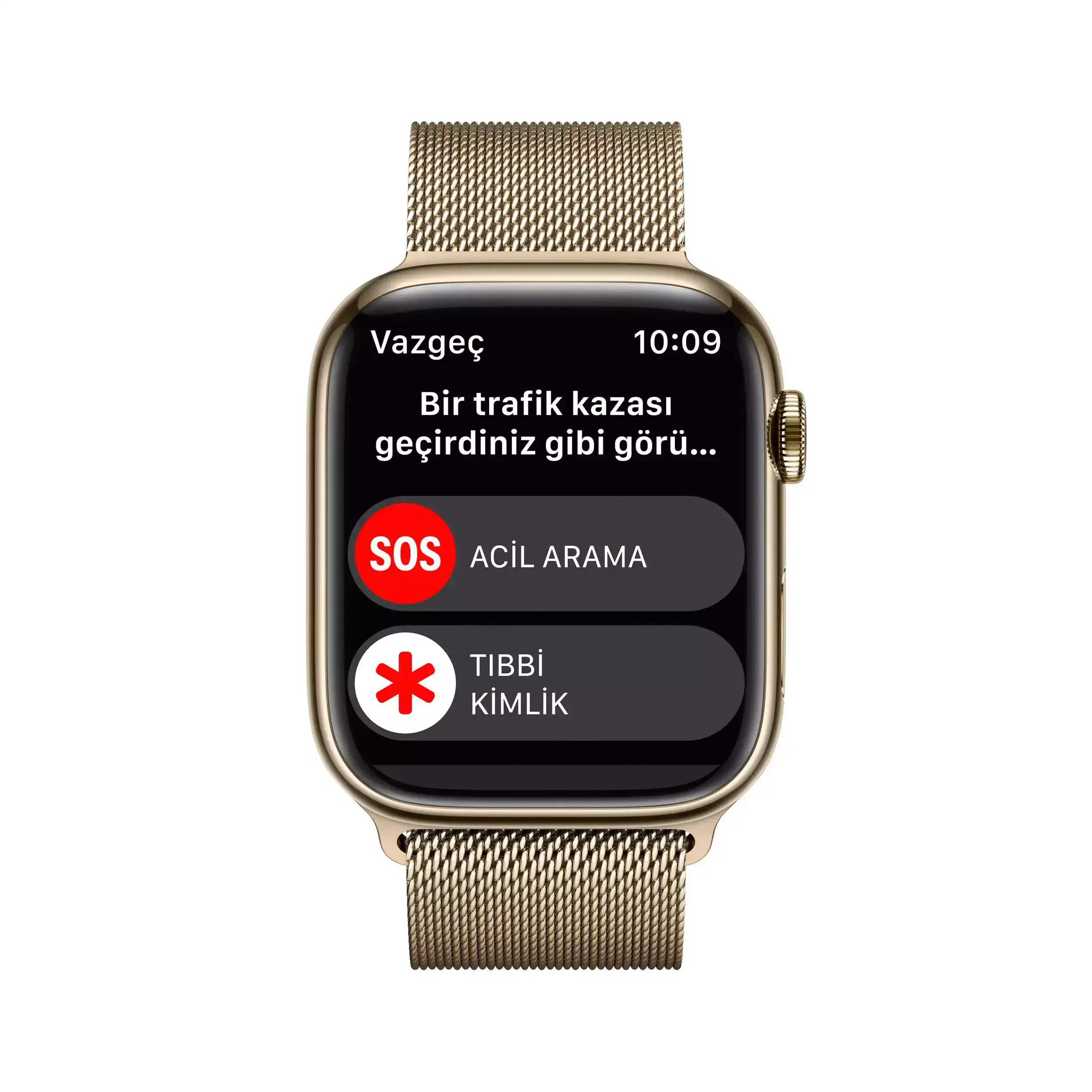 Apple Watch Series 8 GPS + Cellular 45mm Altın Paslanmaz Çelik Kasa - Altın Milanese Loop MNKQ3TU/A