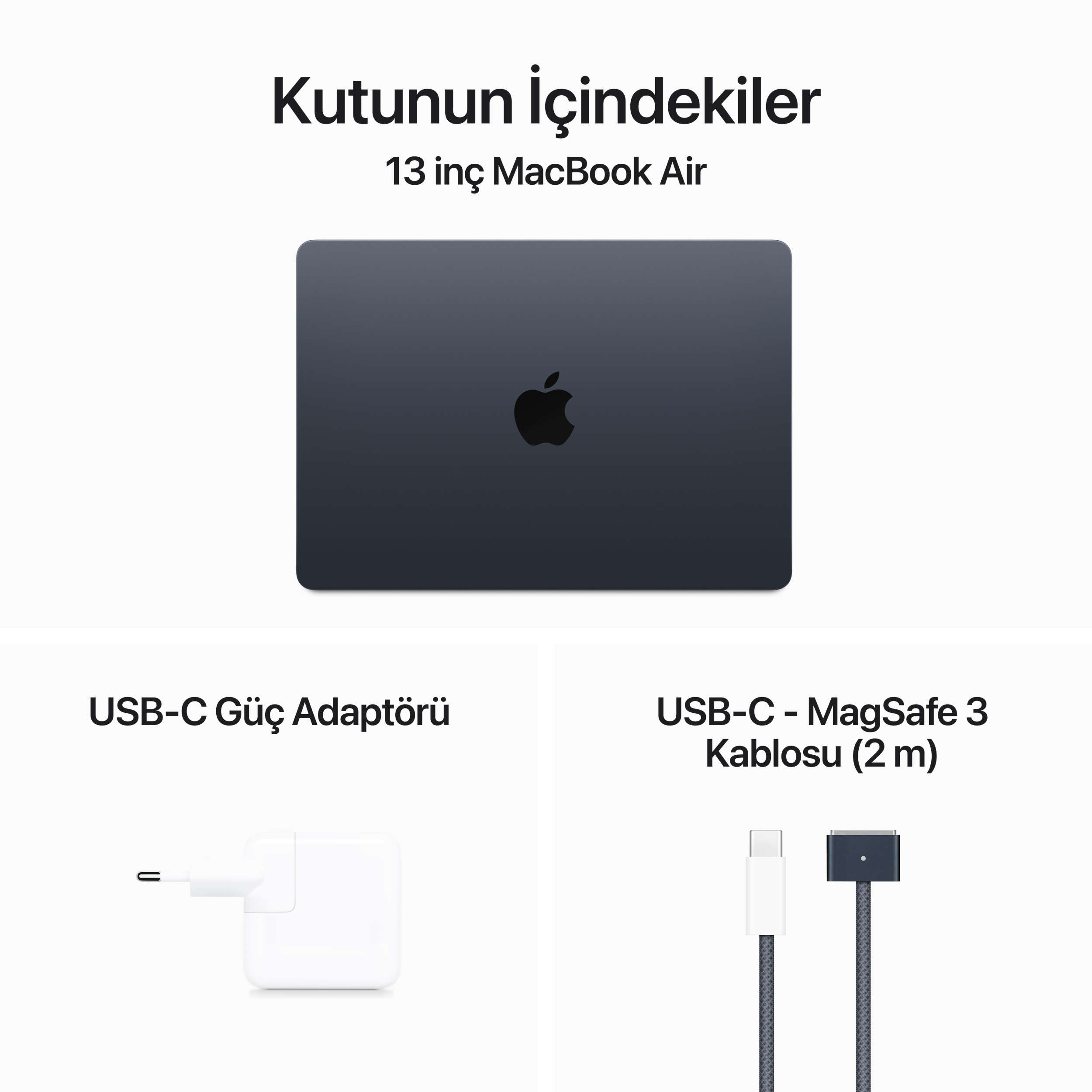 MacBook Air 13.6 inc M3 8CPU 10GPU 8GB 512GB Gece Yarısı MRXW3TU/A