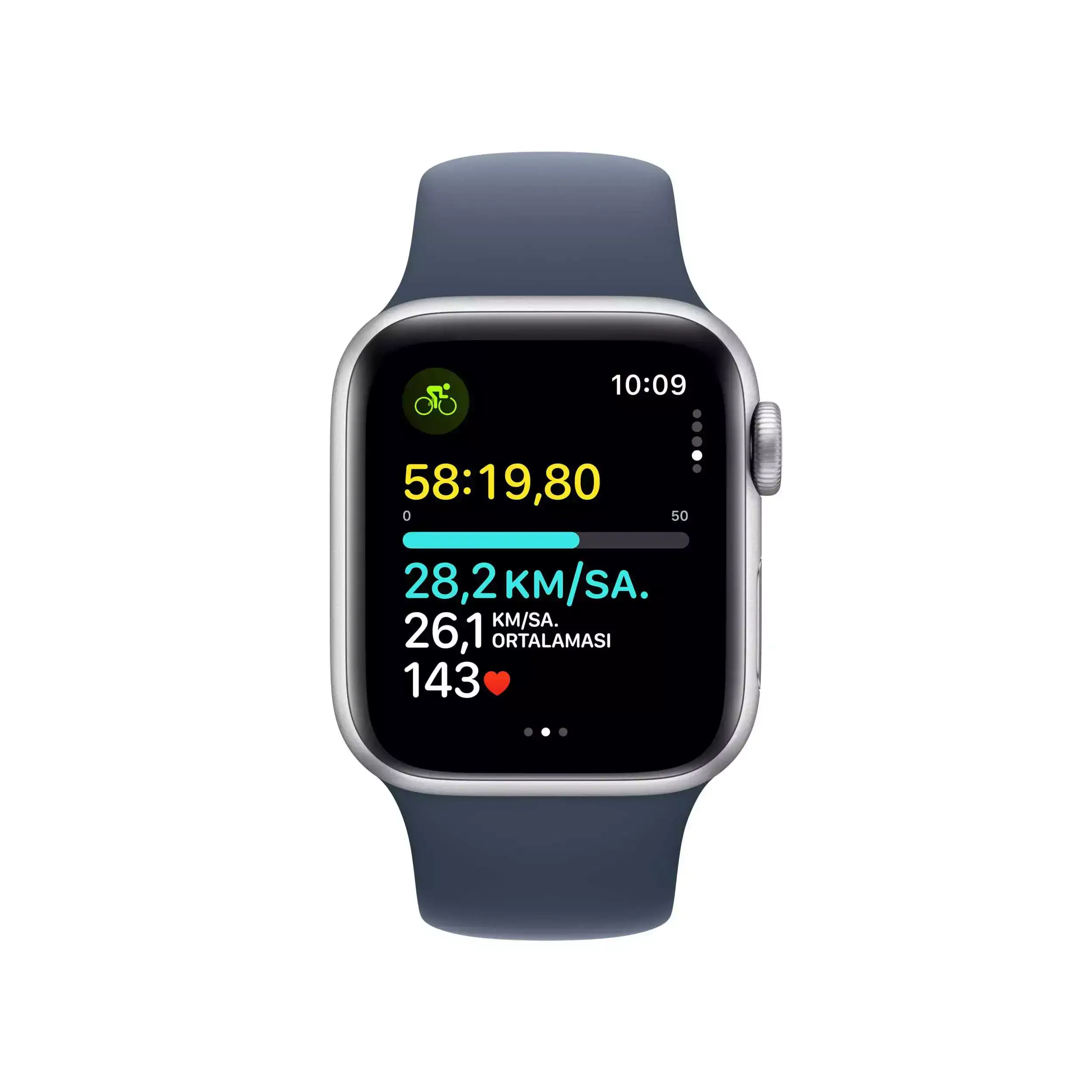 Apple Watch SE GPS + Cellular 40mm Gümüş Alüminyum Kasa Fırtına Mavisi Spor Kordon M/L MRGM3TU/A