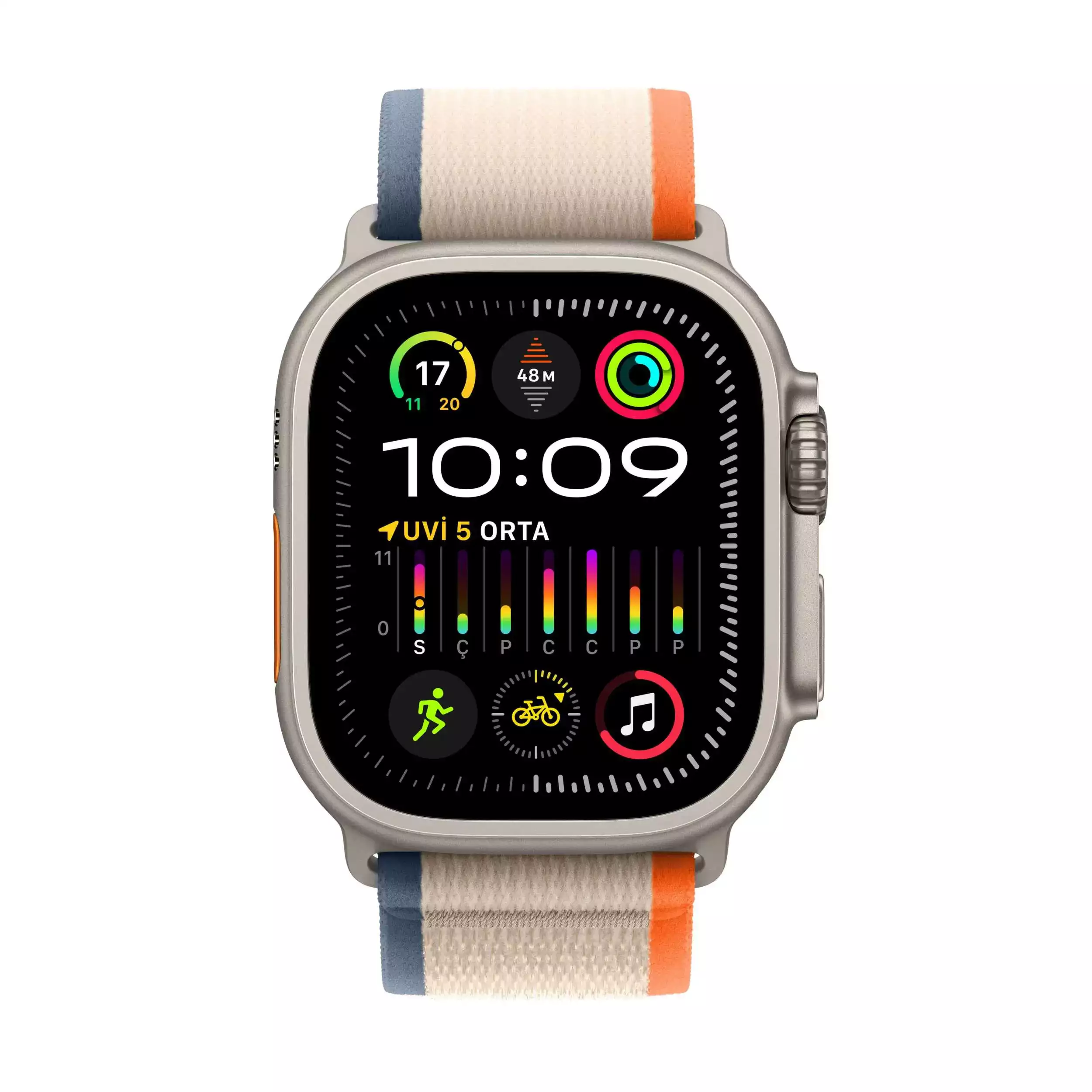 Apple Watch Ultra 2 GPS + Cellular 49mm Titanyum Kasa Turuncu/Bej Trail Loop S/M MRF13TU/A