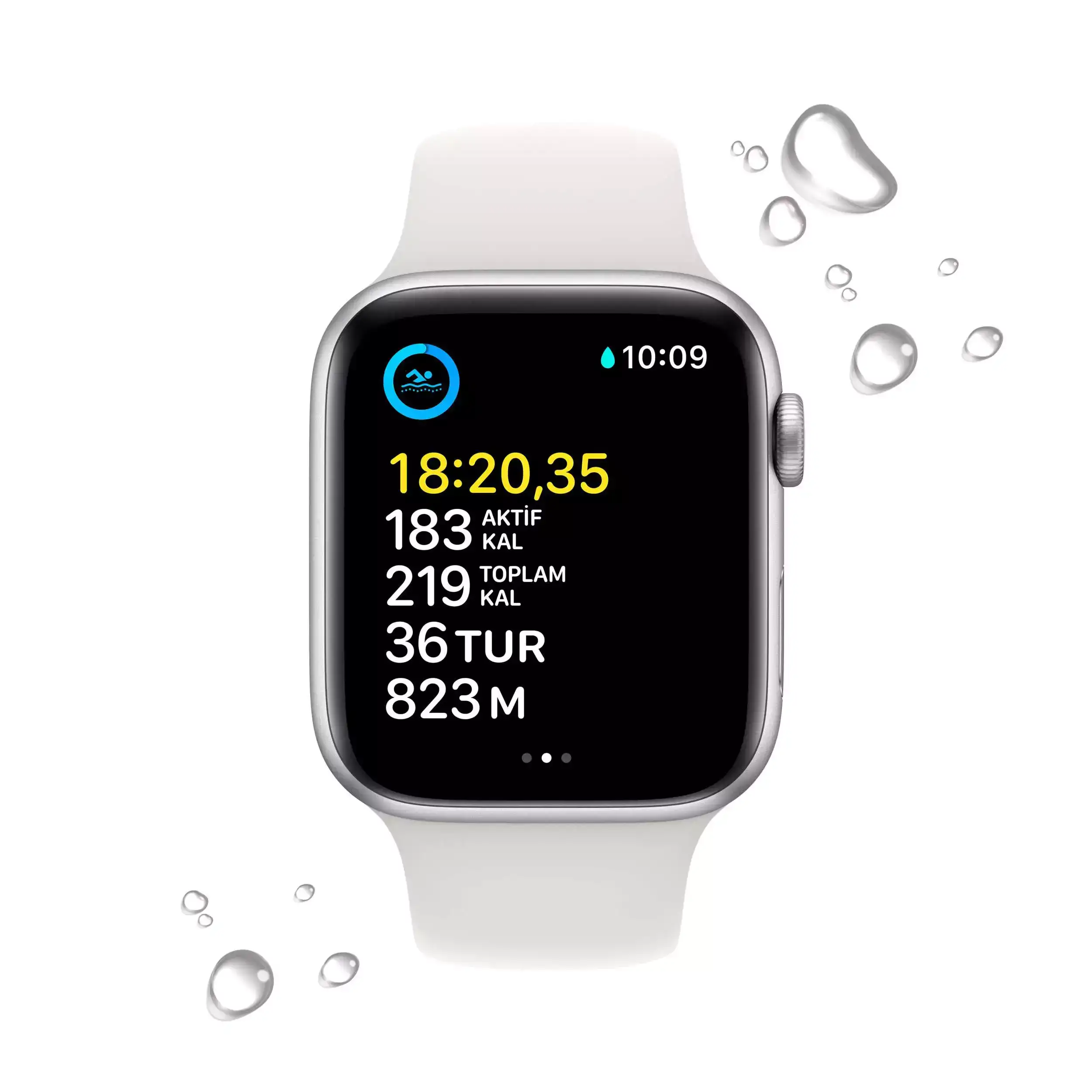 Apple Watch SE GPS + Cellular 44mm Gümüş Alüminyum Kasa - Beyaz Spor Kordon MNQ23TU/A