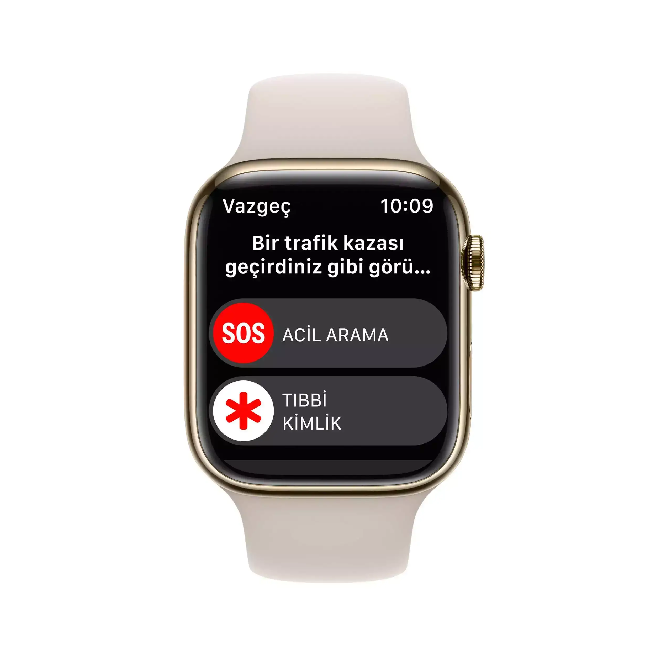 Apple Watch Series 8 GPS + Cellular 45mm Altın Paslanmaz Çelik Kasa - Yıldız Işığı Spor Kordon MNKM3TU/A