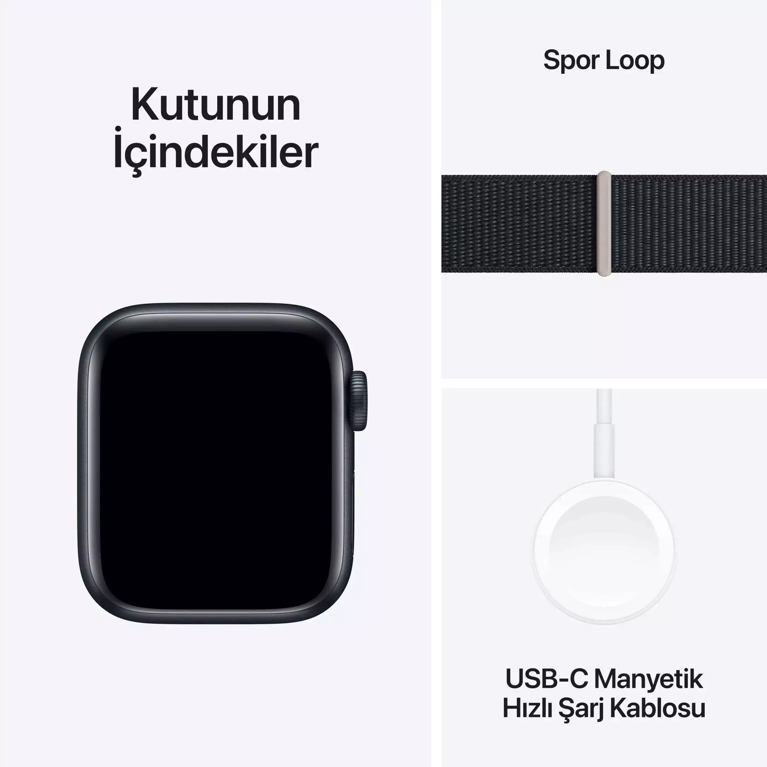 Apple Watch SE GPS 40mm Gece Yarısı Alüminyum Kasa Gece Yarısı Spor Loop MRE03TU/A