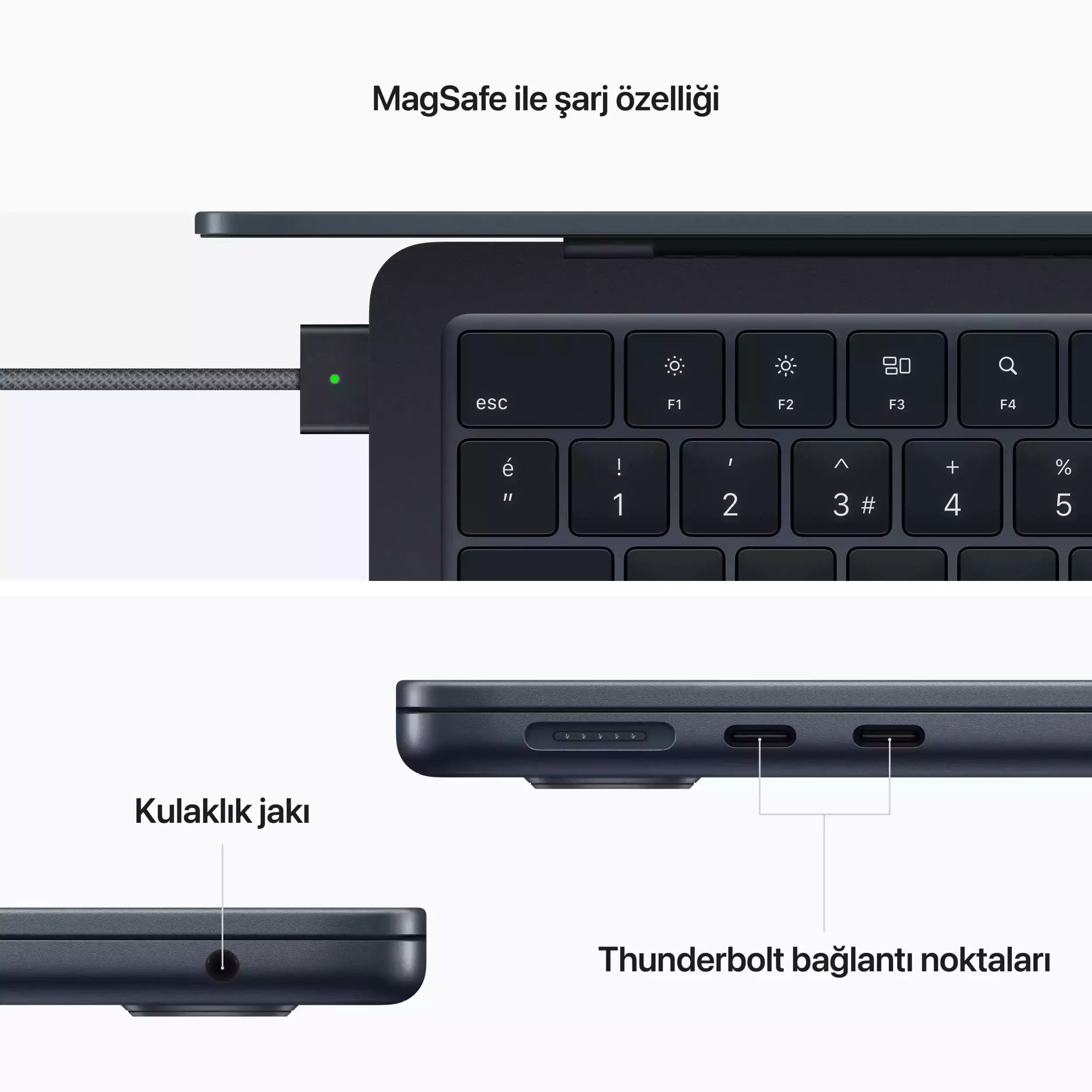MacBook Air 13.6 inc M2 8CPU 10GPU 8GB 512GB Gece Yarısı MLY43TU/A-Teşhir