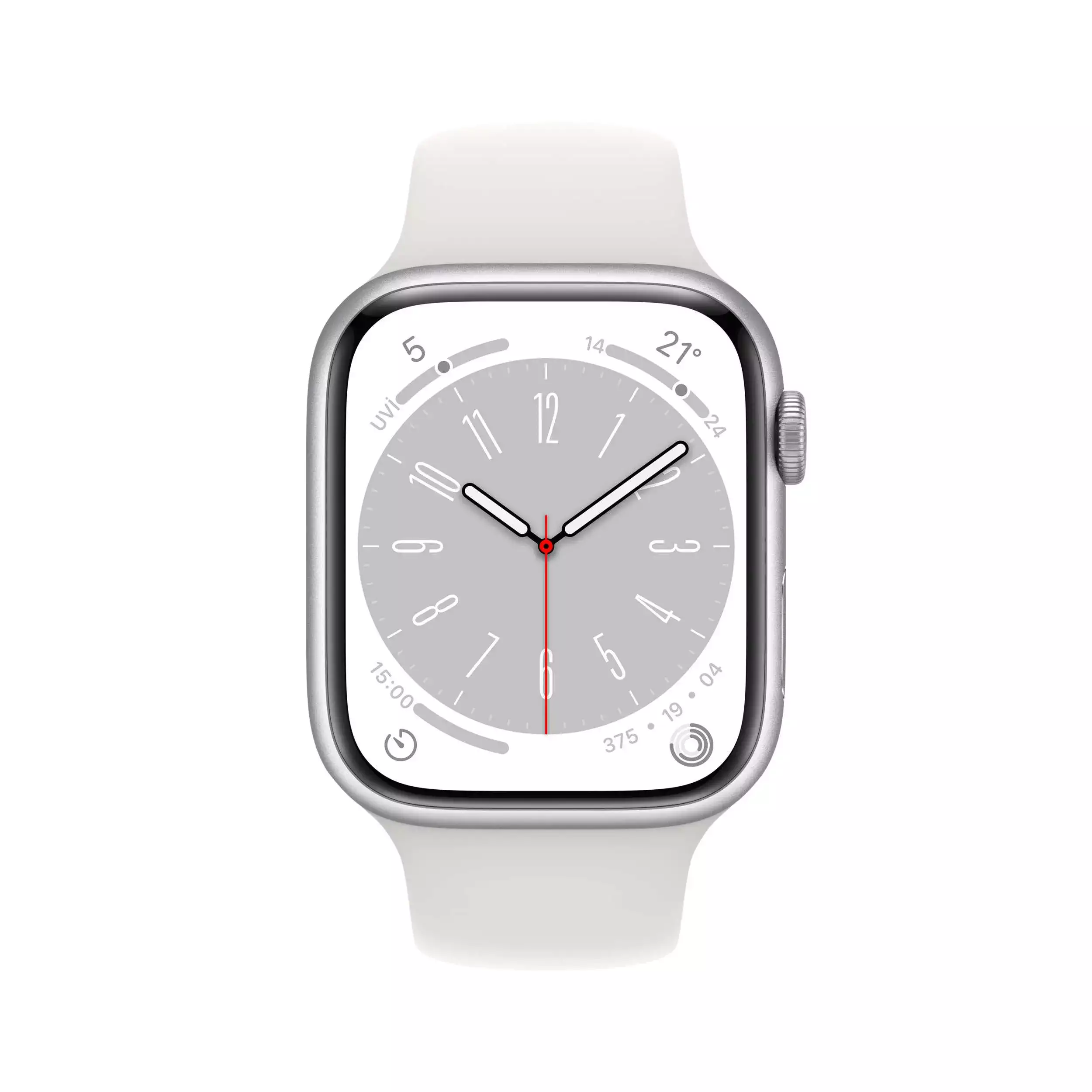 Apple Watch Series 8 GPS 45mm Gümüş Alüminyum Kasa - Beyaz Spor Kordon  MP6N3TU/A