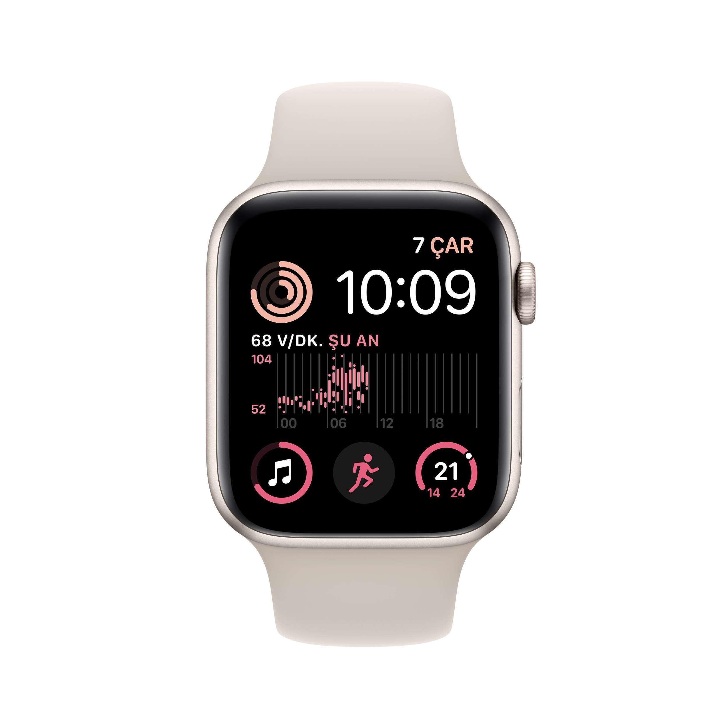Apple Watch SE GPS 44mm Yıldız Işığı Alüminyum Kasa ve Yıldız Işığı Spor Kordon MNJX3TU/A-Teşhir