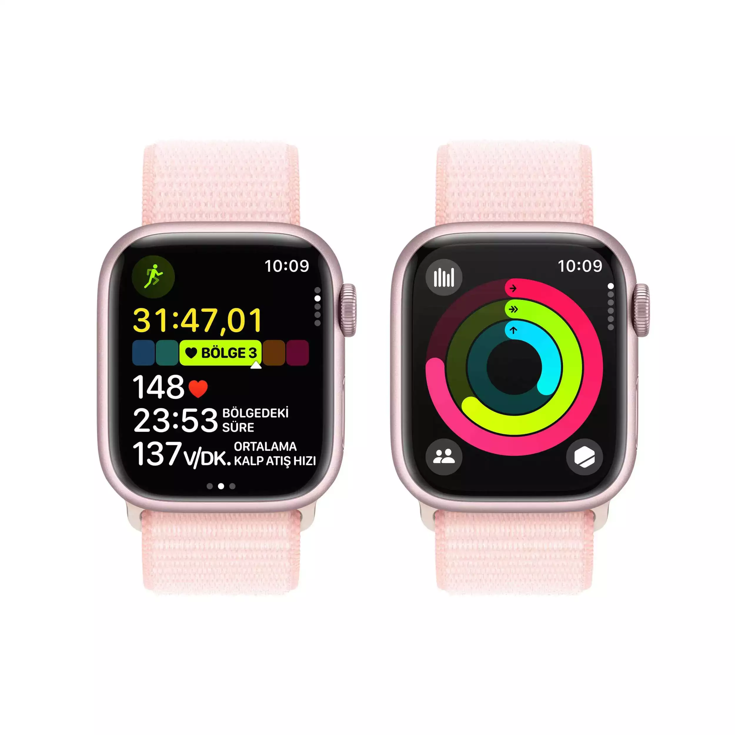 Apple Watch Series 9 GPS 41mm Pembe Alüminyum Kasa Uçuk Pembe Spor Loop MR953TU/A
