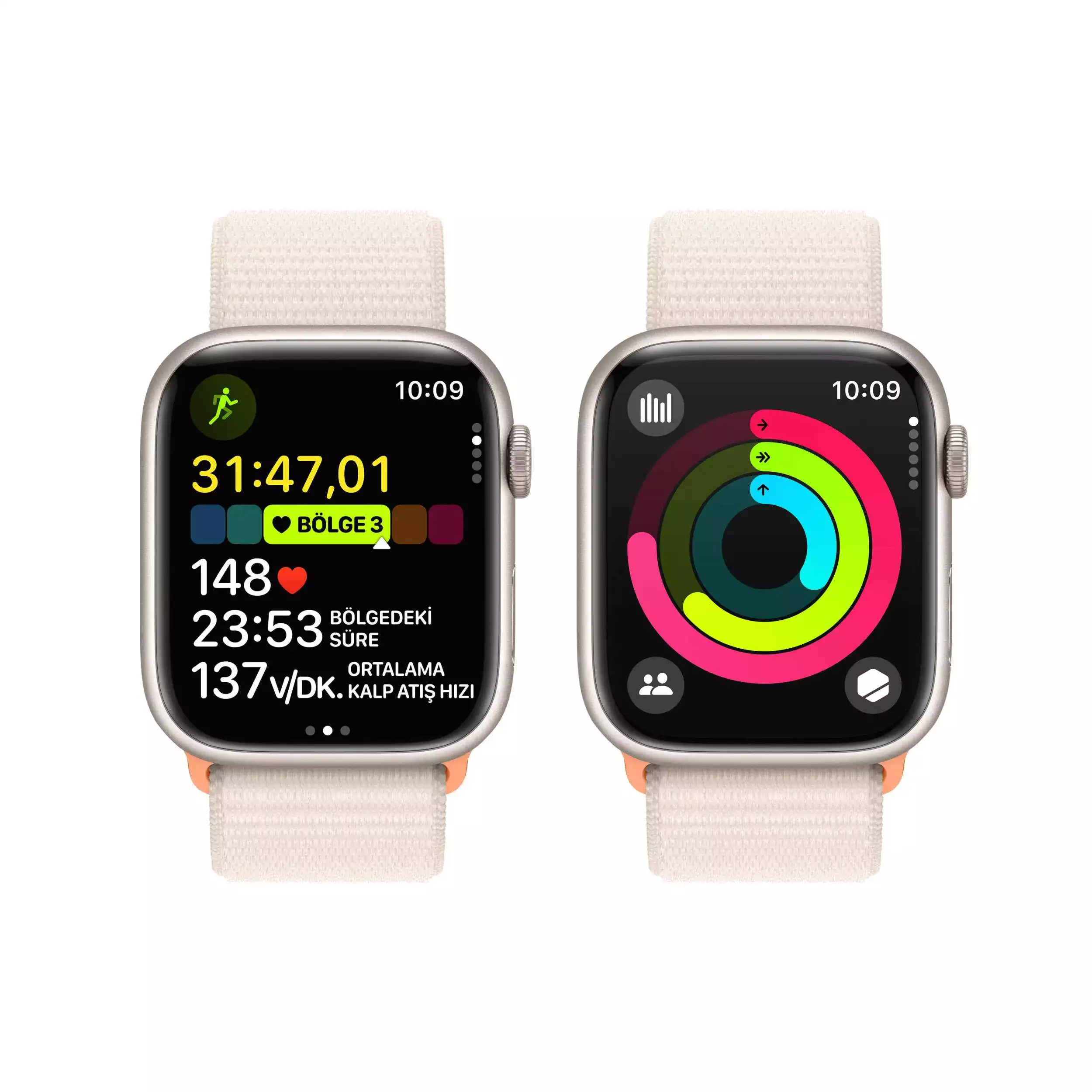 Apple Watch Series 9 GPS 45mm Yıldız Işığı Alüminyum Kasa Yıldız Işığı Spor Loop MR983TU/A