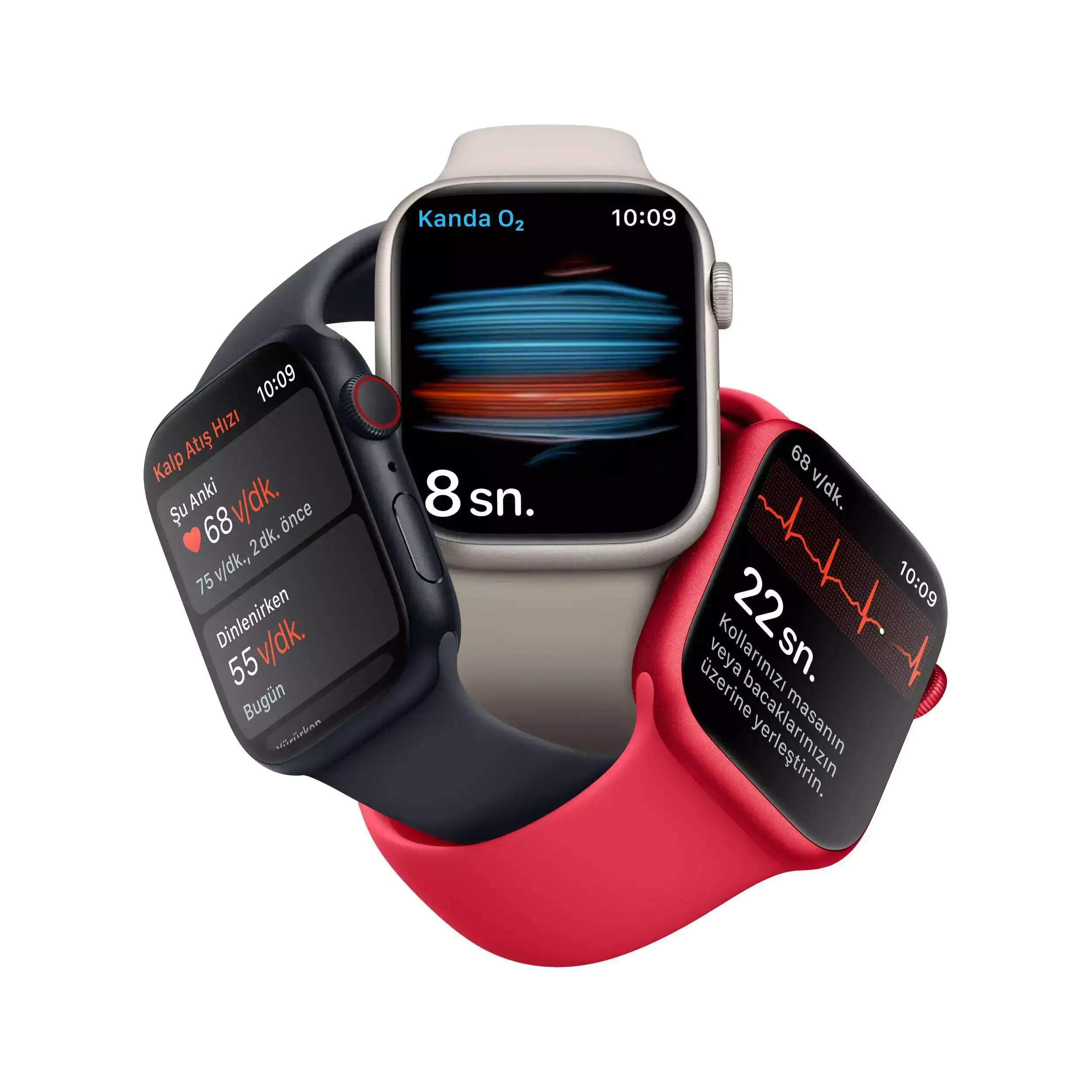 Apple Watch Series 8 GPS + Cellular 45mm Gece Yarısı Alüminyum Kasa - Gece Yarısı Spor Kordon MNK43TU/A