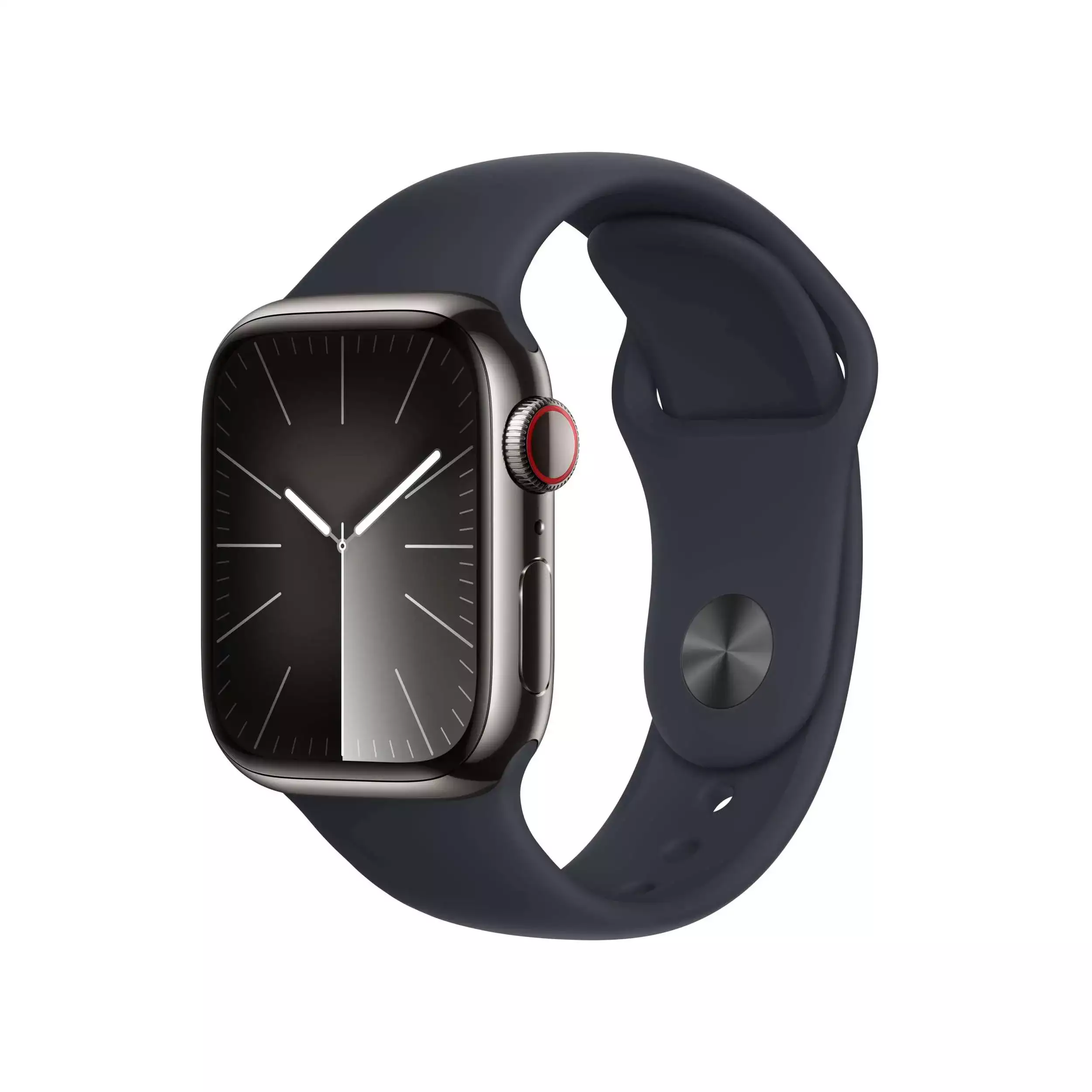 Apple Watch Series 9 GPS + Cellular 41mm Grafit Paslanmaz Çelik Kasa Gece Yarısı Spor Kordon S/M MRJ83TU/A