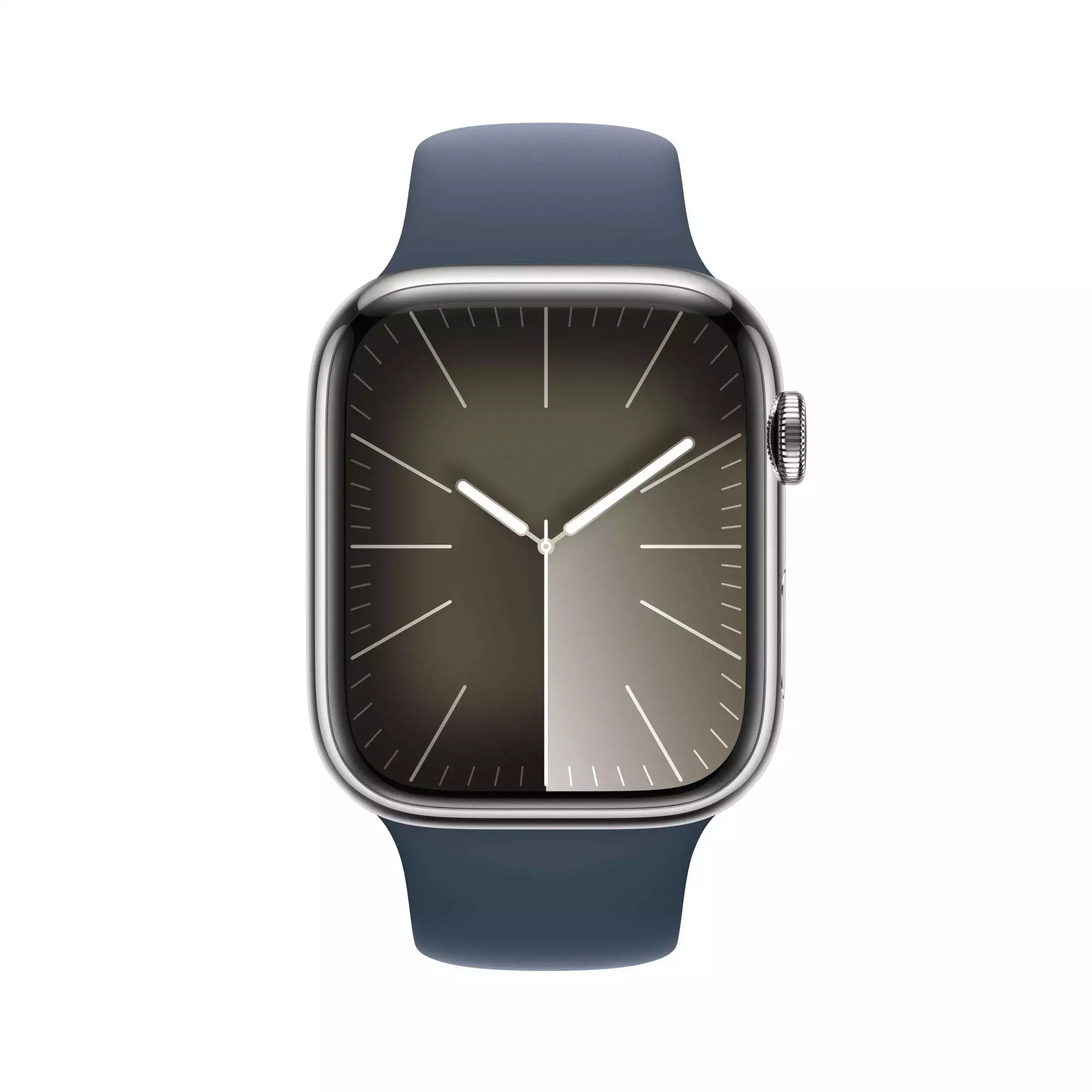 Apple Watch Series 9 GPS + Cellular 45mm Gümüş Paslanmaz Çelik Kasa Fırtına Mavisi Spor Kordon M/L MRMP3TU/A