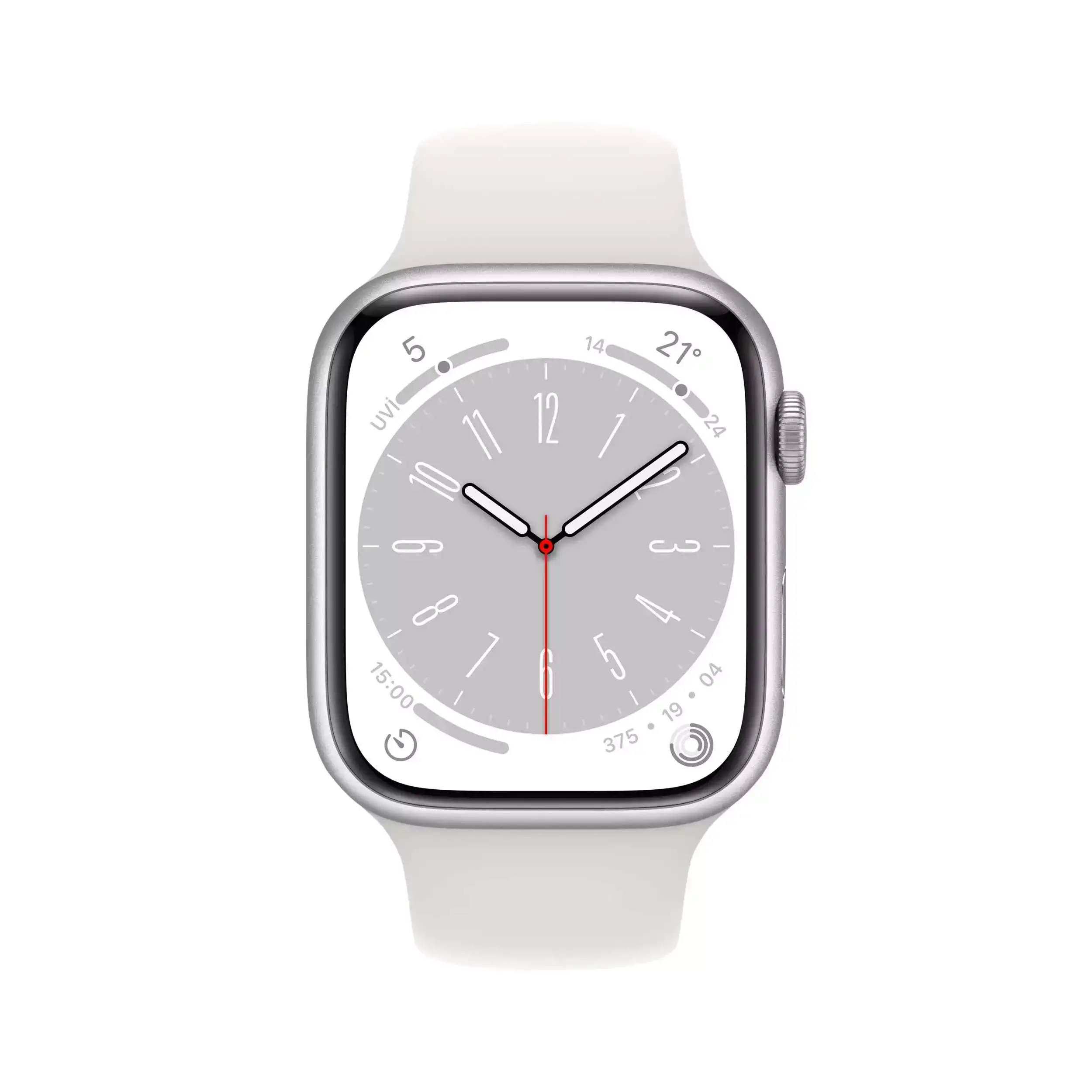 Apple Watch Series 8 GPS 45mm Gümüş Alüminyum Kasa - Beyaz Spor Kordon  MP6N3TU/A-Teşhir