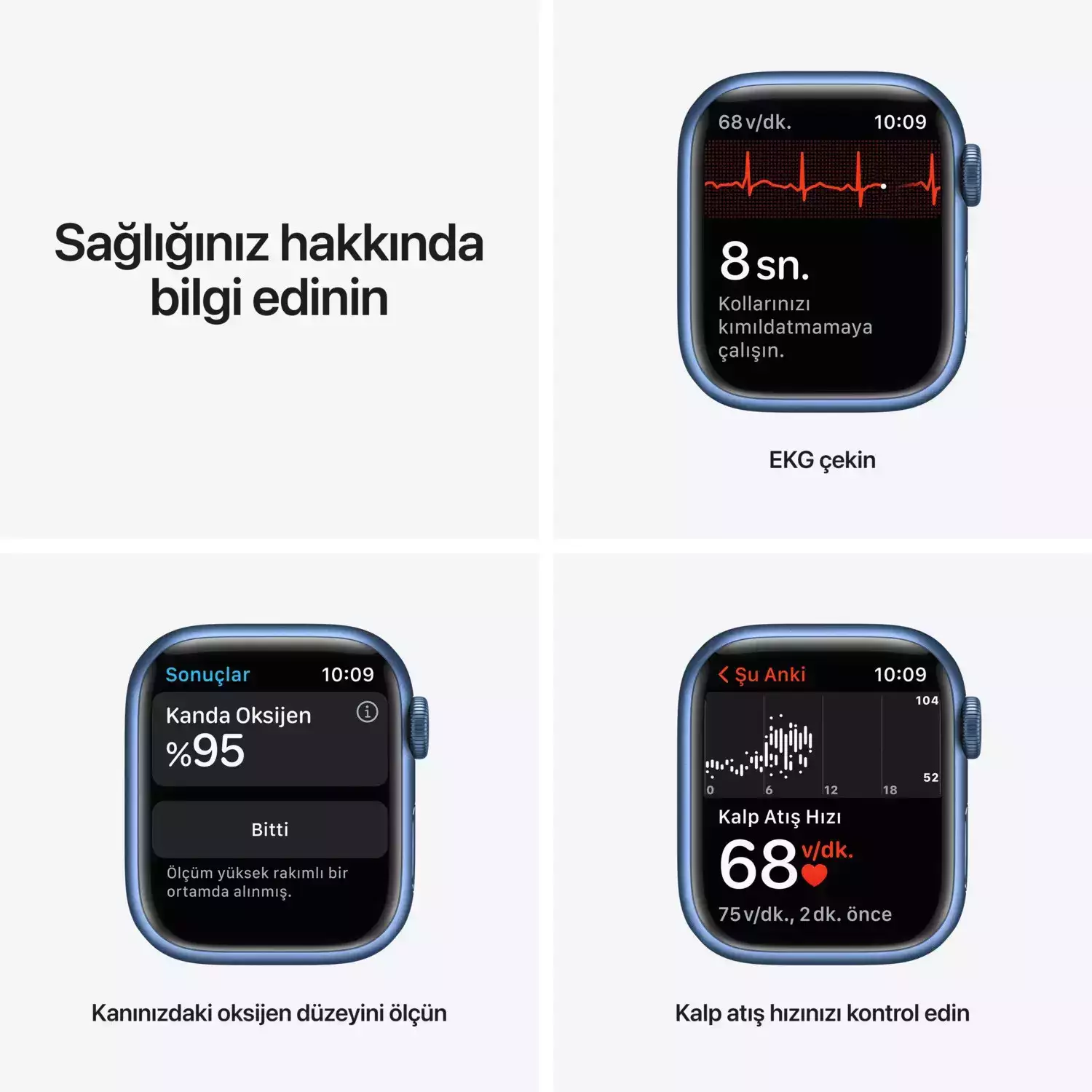 Apple Watch Series 7 GPS 41mm Mavi Alüminyum Kasa - Abis Mavi Spor Kordon MKHU3TU/A-Teşhir